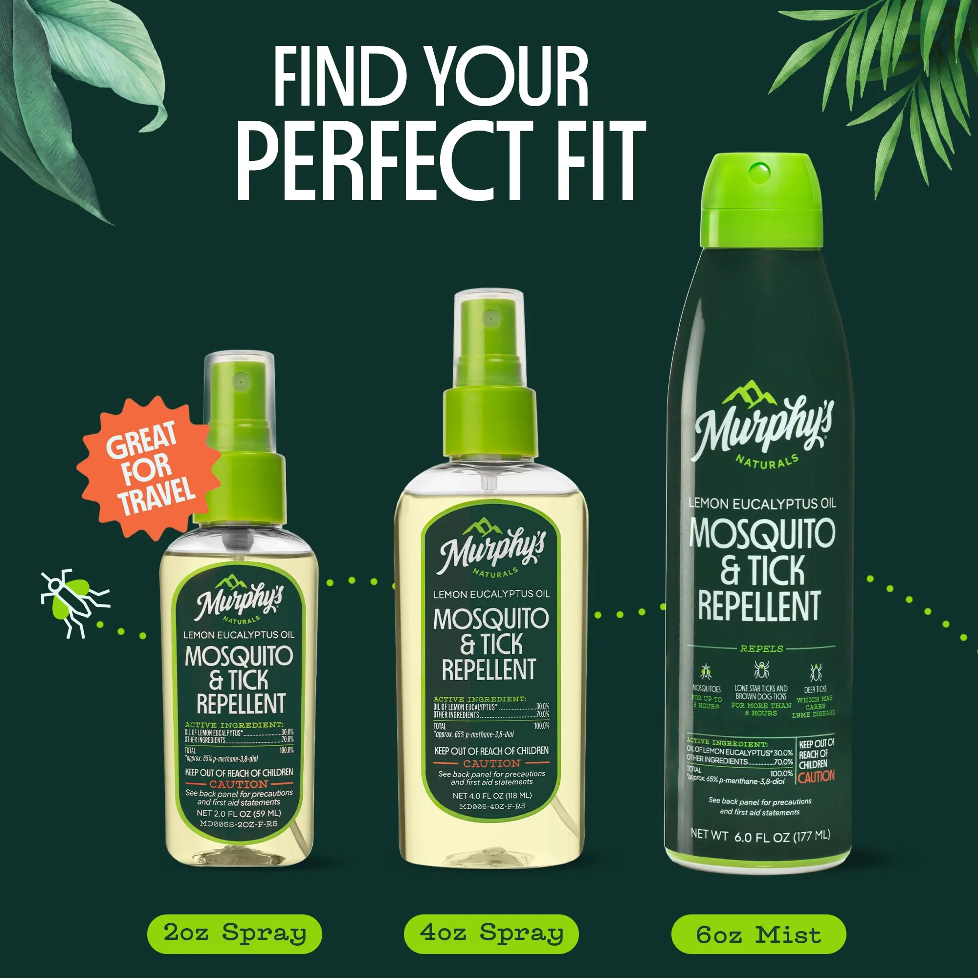 Murphy's Naturals Mosquito & Tick Bug Repellent Spray, Oil of Lemon Eucalyptus for Skin + Outdoor Gear, 4 Ounce Pump, 1-Pack - Image 5