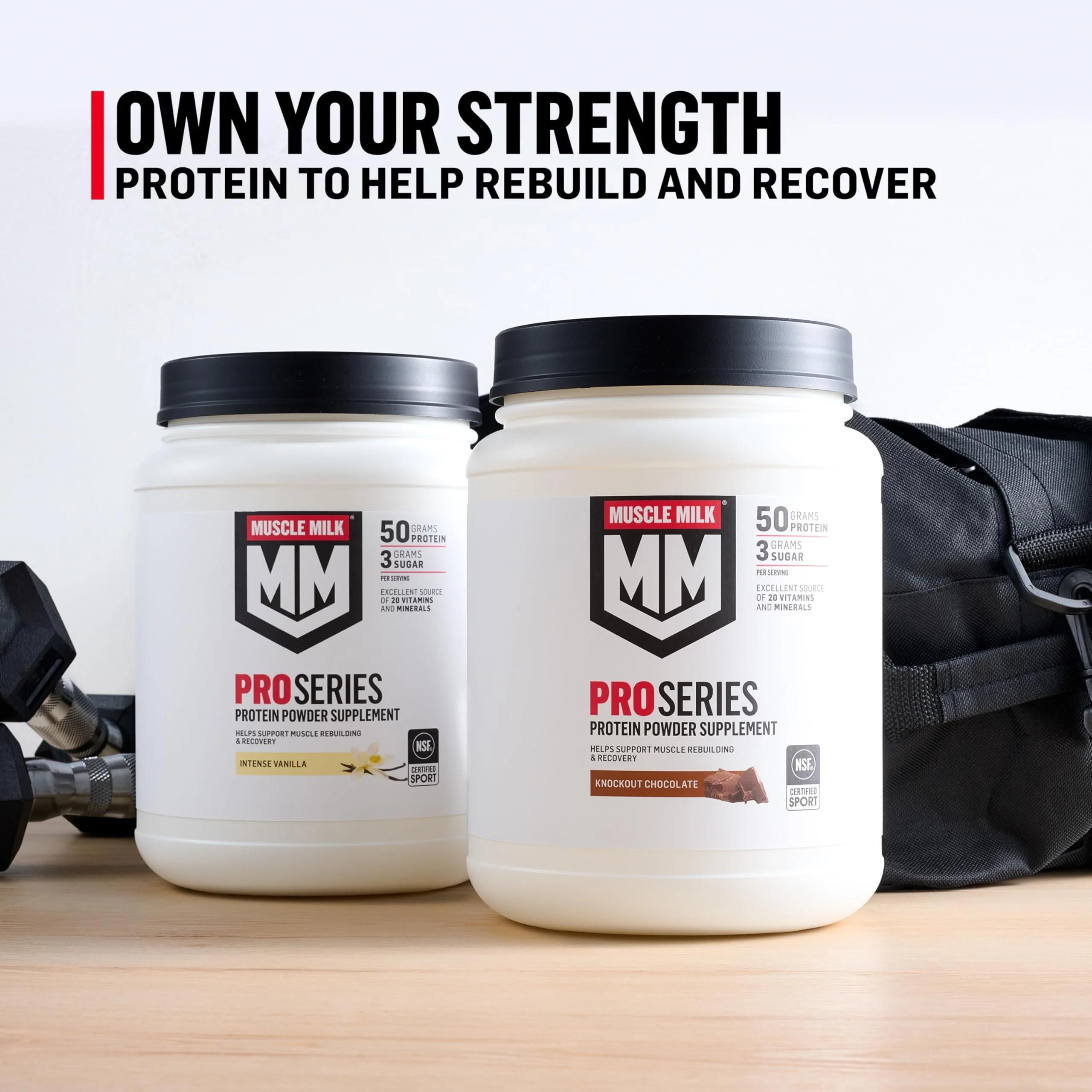 Muscle Milk Pro Series Protein Powder Supplement, Slammin' Strawberry, 2 Pound, 11 Servings, 50g Protein, 3g Sugar, 20 Vitamins & Minerals, NSF Certified for Sport, Packaging May Vary - Image 6