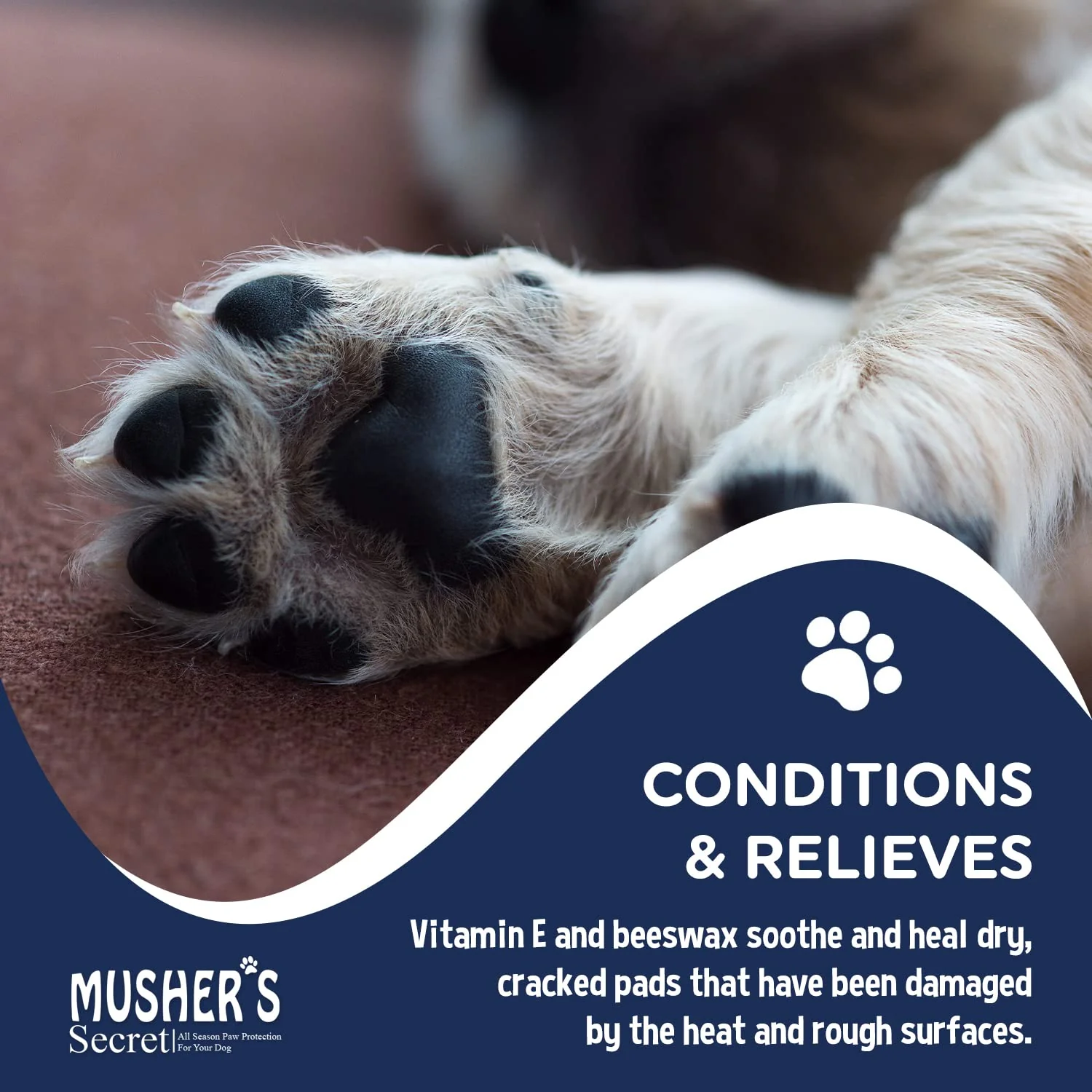 Musher's Secret Dog Paw Wax 60g – Moisturizing Dog Paw Balm – Helps Protect & Heals Cracked Paws – Creates an Invisible Paw Protectors Barrier – All-Natural Nose & Paw Balm with Vitamin E - Image 5