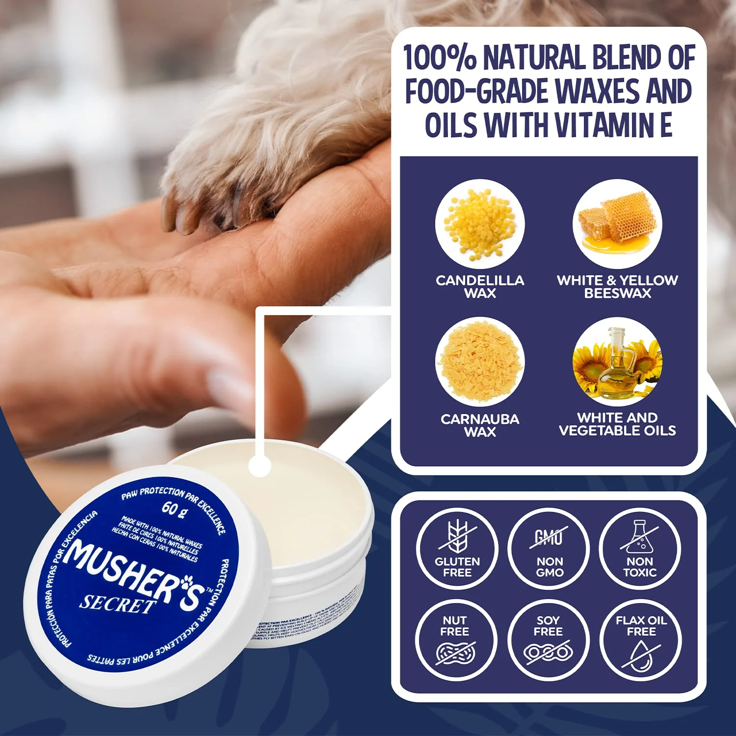 Musher's Secret Dog Paw Wax 60g – Moisturizing Dog Paw Balm – Helps Protect & Heals Cracked Paws – Creates an Invisible Paw Protectors Barrier – All-Natural Nose & Paw Balm with Vitamin E - Image 9