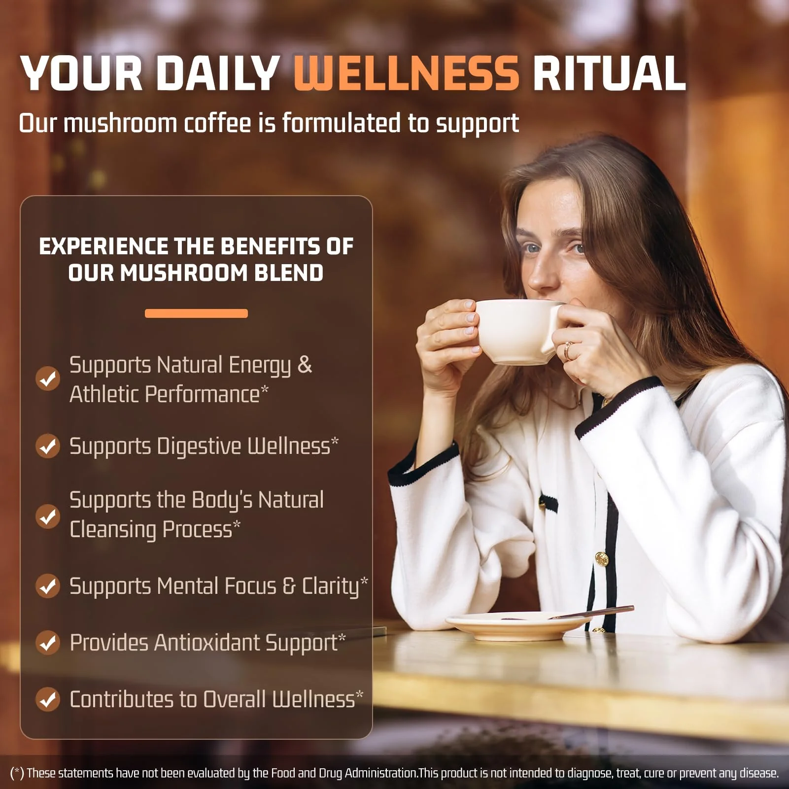 Mushroom Coffee 11 in 1 Mushrooms with Ashwagandha, Lion's Mane, Reishi, Cordyceps, Shiitake, King Oyster & Turkey Tail,Instant Coffee Powder for Energy, Focus, Memory & Immunity Support(30 Servings) - Image 5