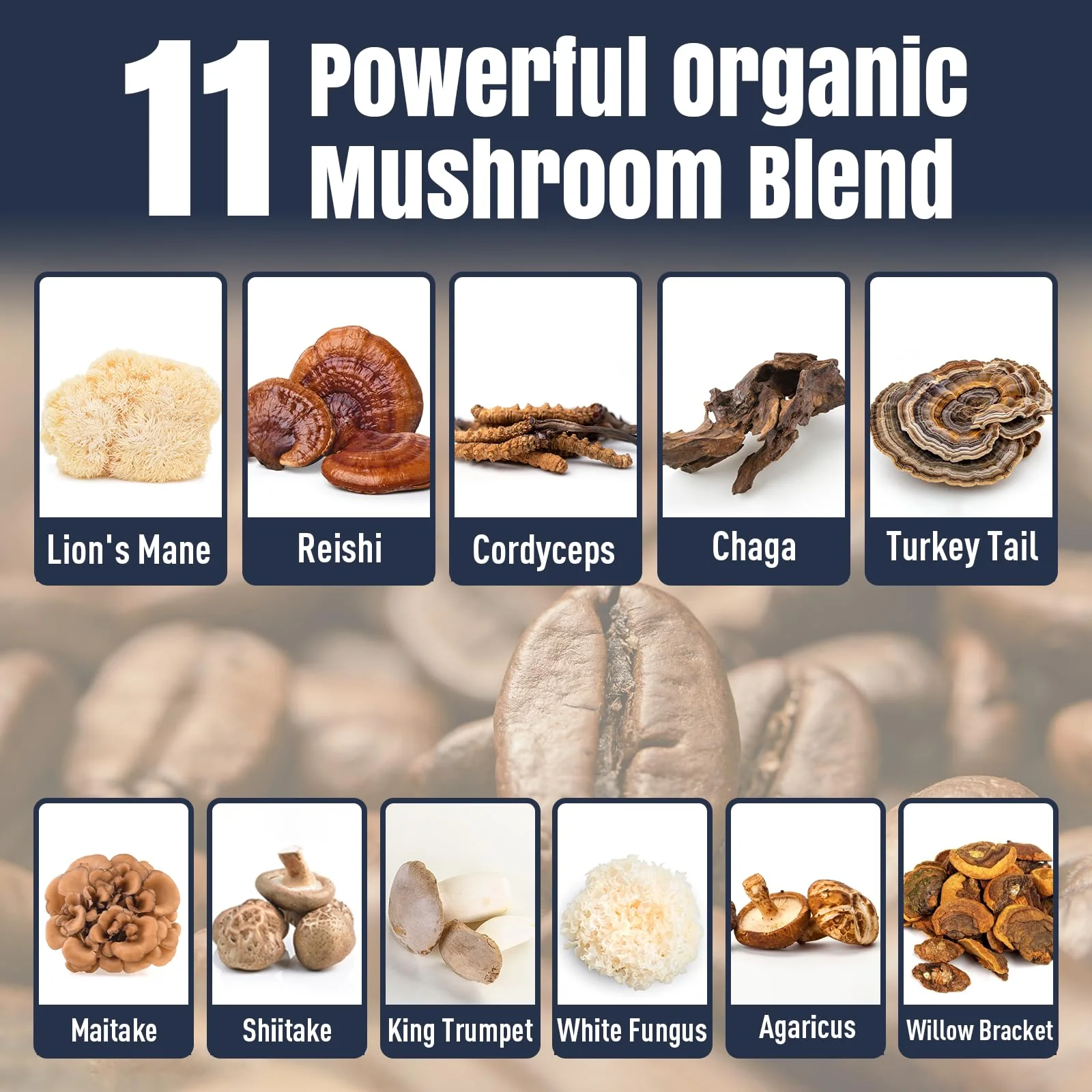 Mushroom Coffee, 11 Superfood Mushrooms includes Lion's Mane, Reishi, Chaga & Ashwagandha, Instant Mushroom Coffee Organic for Energy, Memory, Digestion & Detox, Low Caffeine & Sugar Free, 5.3oz - Image 6