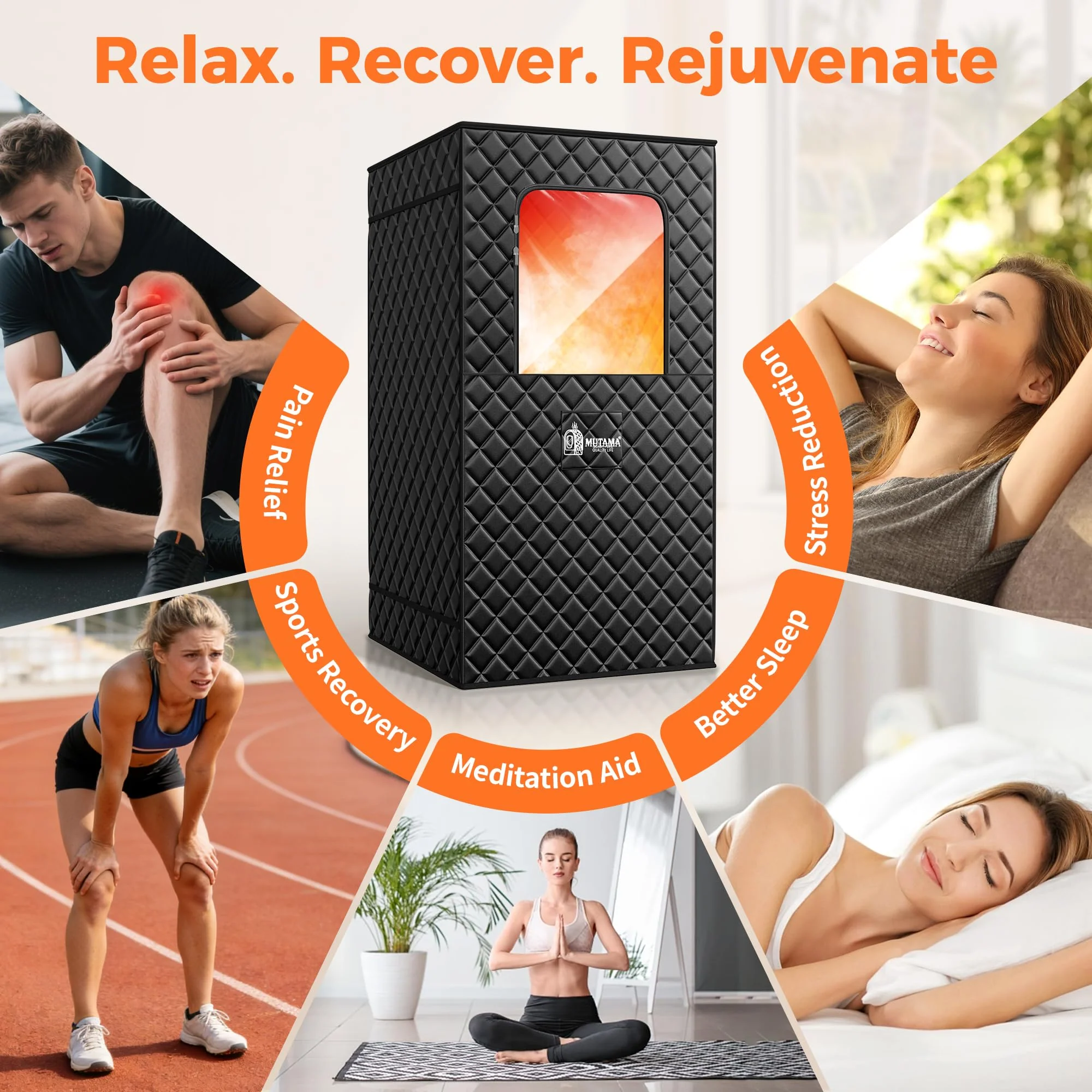 MUTAMA Sauna Box, 3L Portable Steam Sauna Tent for Home & Indoor Use, 1400w Personal Sauna Pod, Remote Control, Folding Chair, 15 Levels, 99-Min Timer,32" x 32" x 71" - Image 4