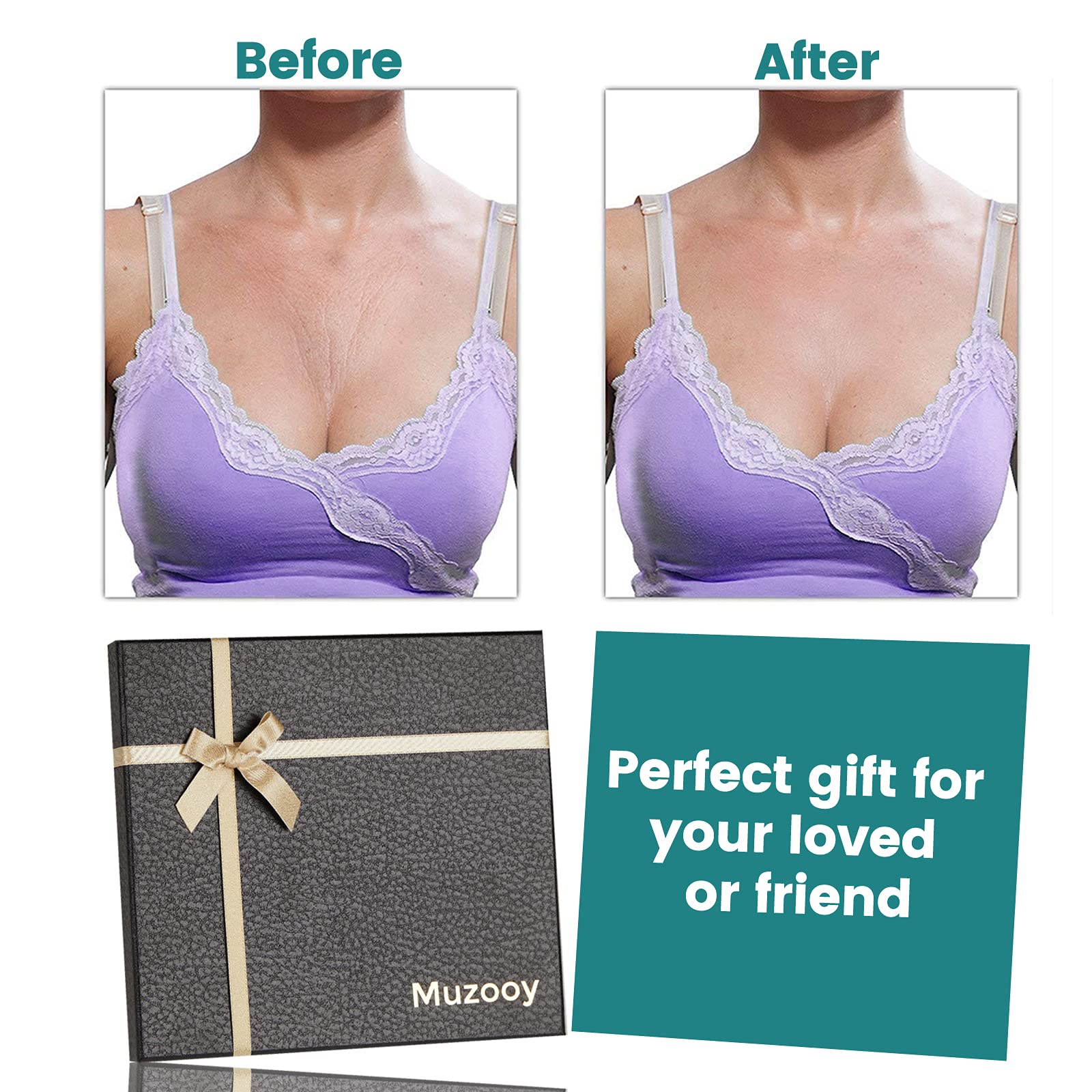 Muzooy 4 Pack Chest Wrinkle Pads, Anti Wrinkle Silicone Chest Patches, Resuable and 100% Medical Grade Décolleté Anti Wrinkle Patches, Overnight Wrinkle Remover Treatment while Sleeping - Image 3