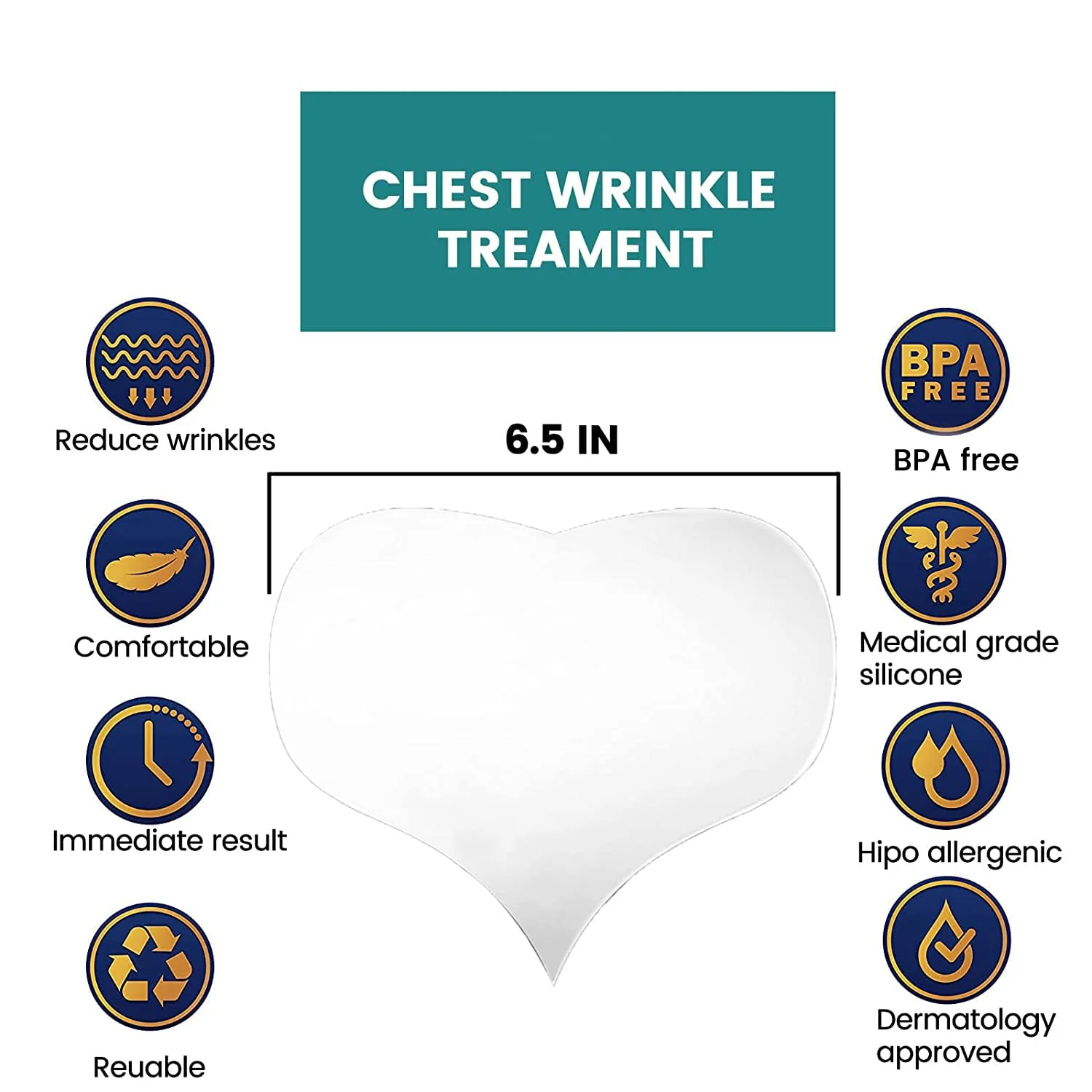 Muzooy 4 Pack Chest Wrinkle Pads, Anti Wrinkle Silicone Chest Patches, Resuable and 100% Medical Grade Décolleté Anti Wrinkle Patches, Overnight Wrinkle Remover Treatment while Sleeping - Image 5