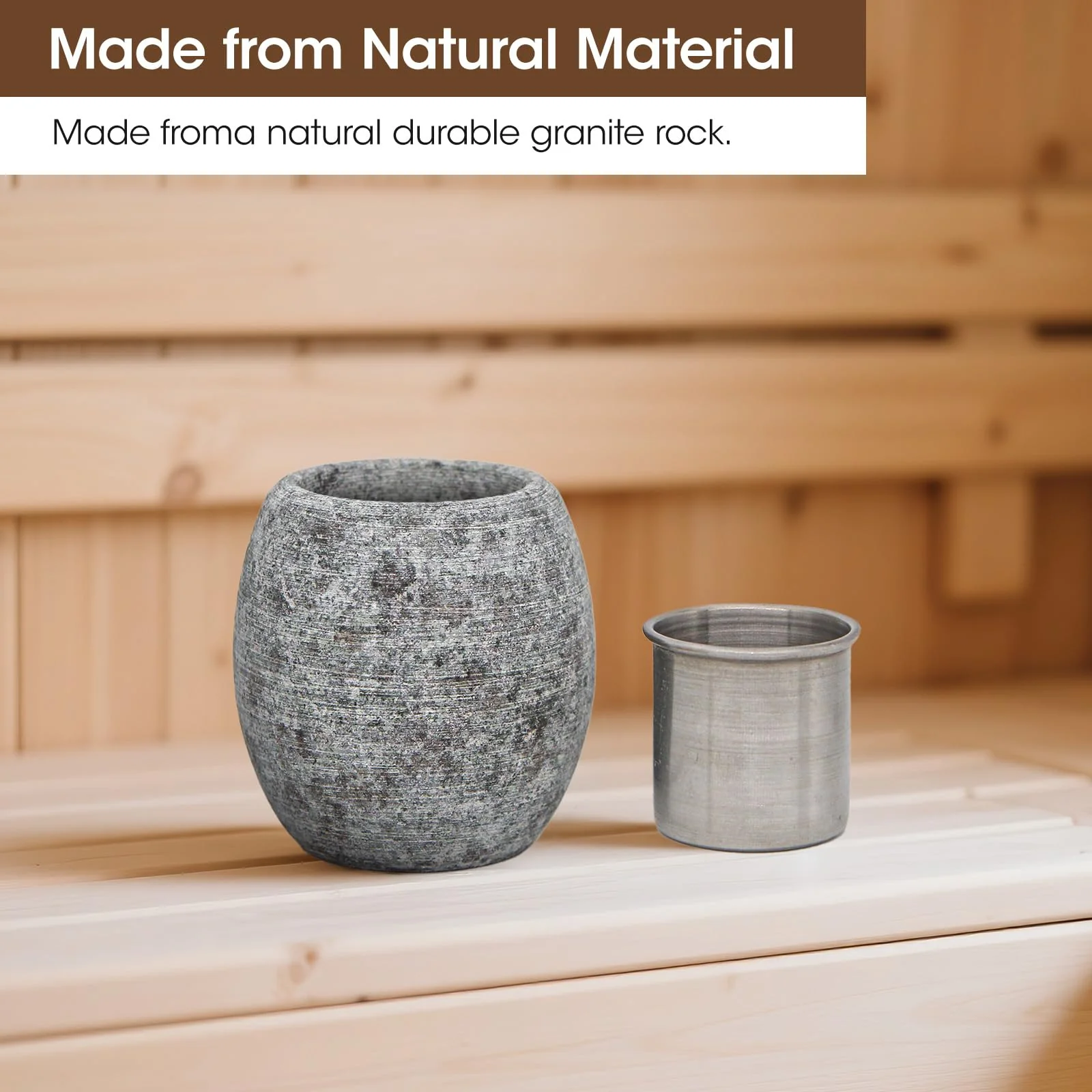 MXMZHXU Sauna Aromatherapy Stone, Sauna Essential Oil Diffuser, Natural Rock with Stainless Steel Bowl for Essential Oils, Spa Accessories - Image 3