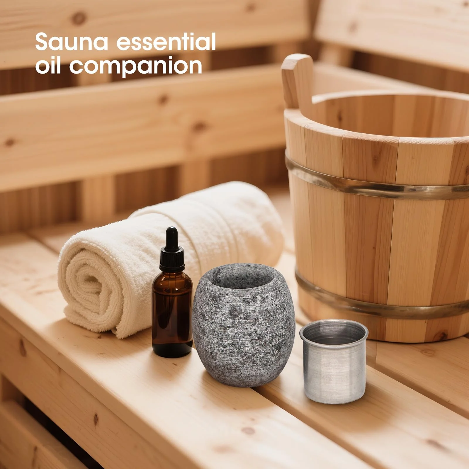 MXMZHXU Sauna Aromatherapy Stone, Sauna Essential Oil Diffuser, Natural Rock with Stainless Steel Bowl for Essential Oils, Spa Accessories - Image 5