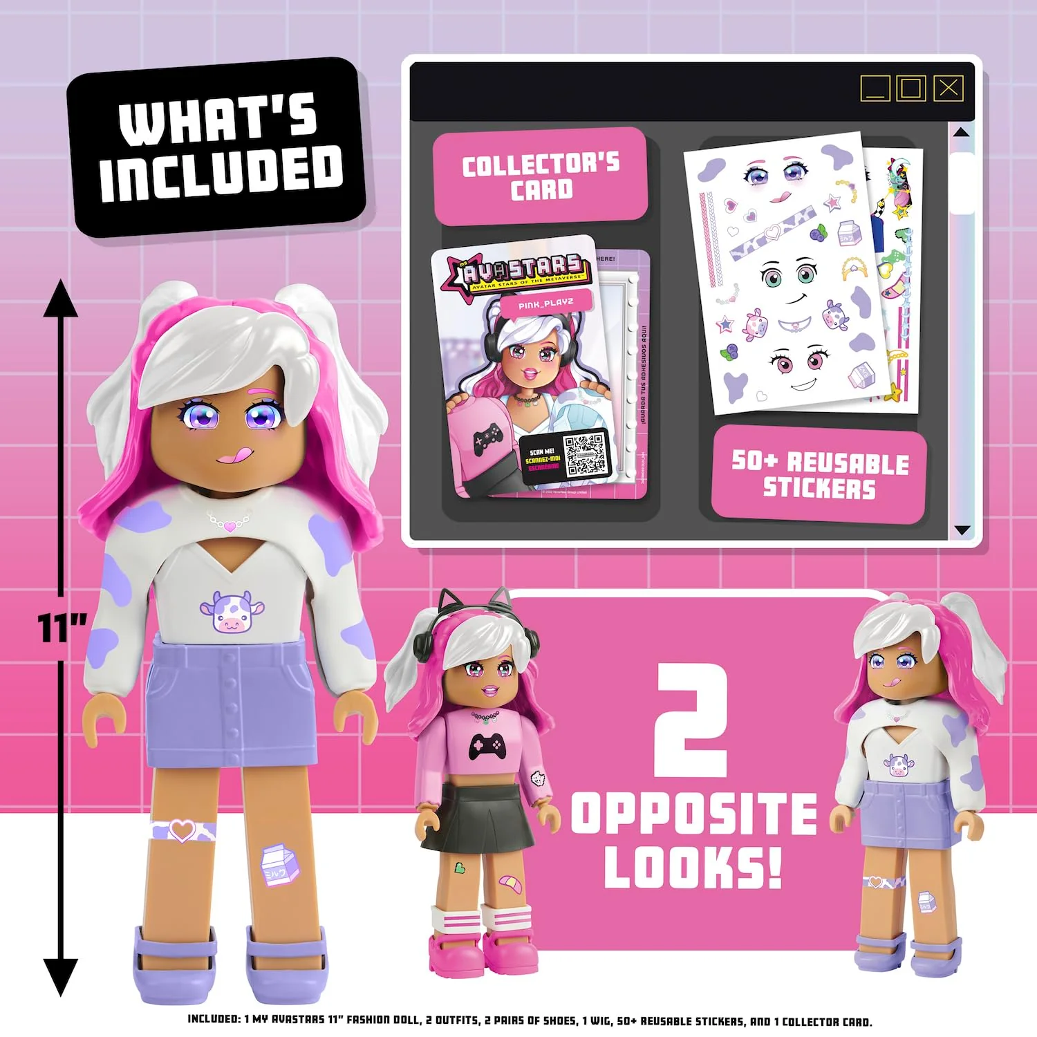 My Avastars Fashion Doll - Pink_Playz with 2 Outfits and 100+ Ways to Customize - Image 3