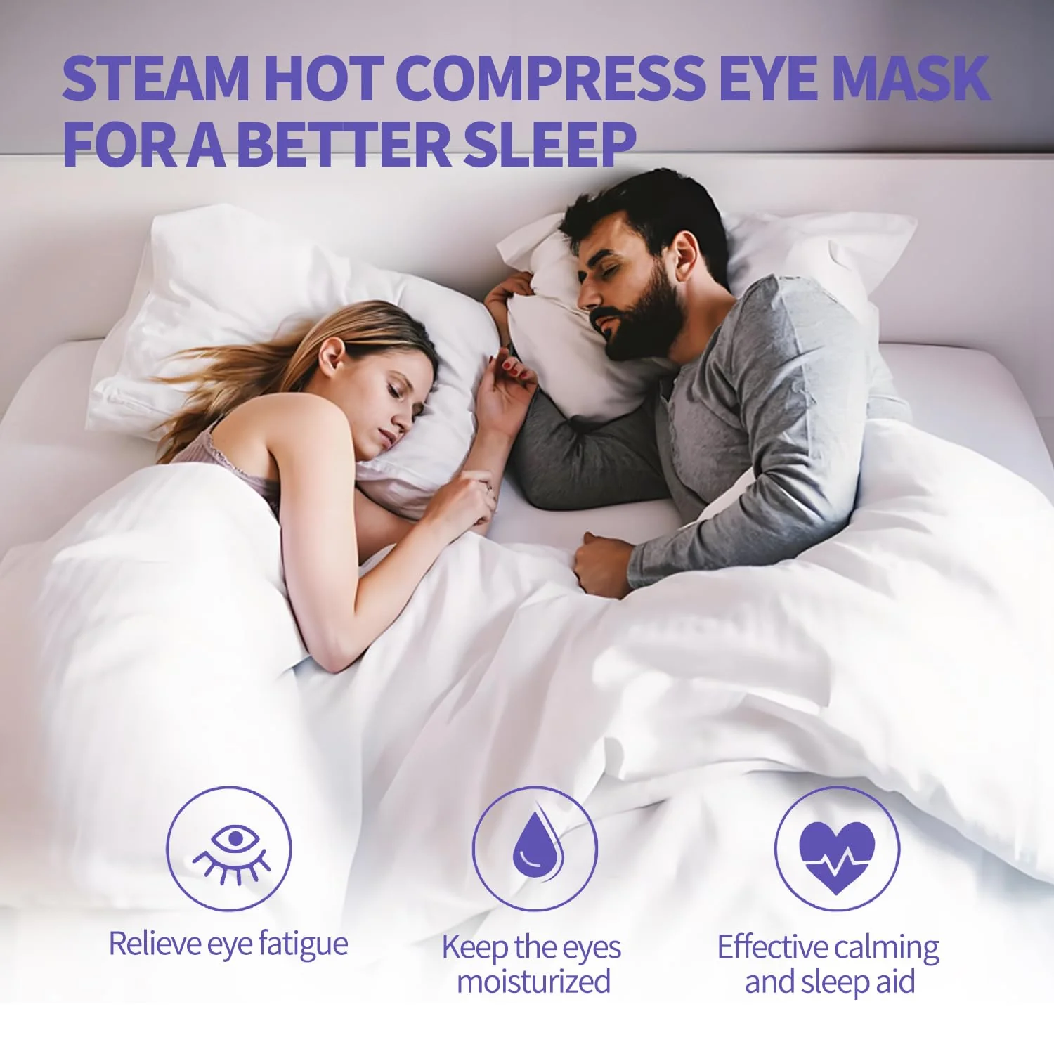 MYEBONG 48 Packs Steam Eye Mask for Eyes, Warm Compress Eye Mask, Self Heating Eye Masks Help for Eye Spa, Disposable Heated Eyes Mask for Sleeping Relief Stress Eye Fatigue(Lavender) - Image 4