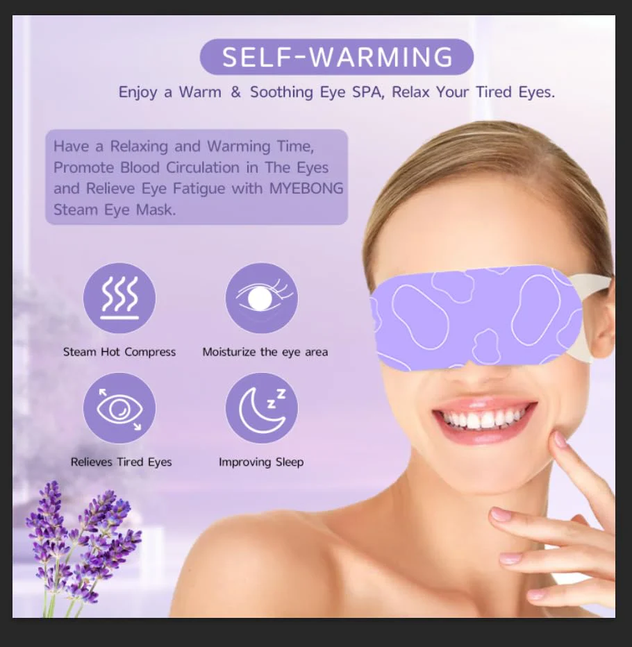 MYEBONG 48 Packs Steam Eye Mask for Eyes, Warm Compress Eye Mask, Self Heating Eye Masks Help for Eye Spa, Disposable Heated Eyes Mask for Sleeping Relief Stress Eye Fatigue(Lavender) - Image 6