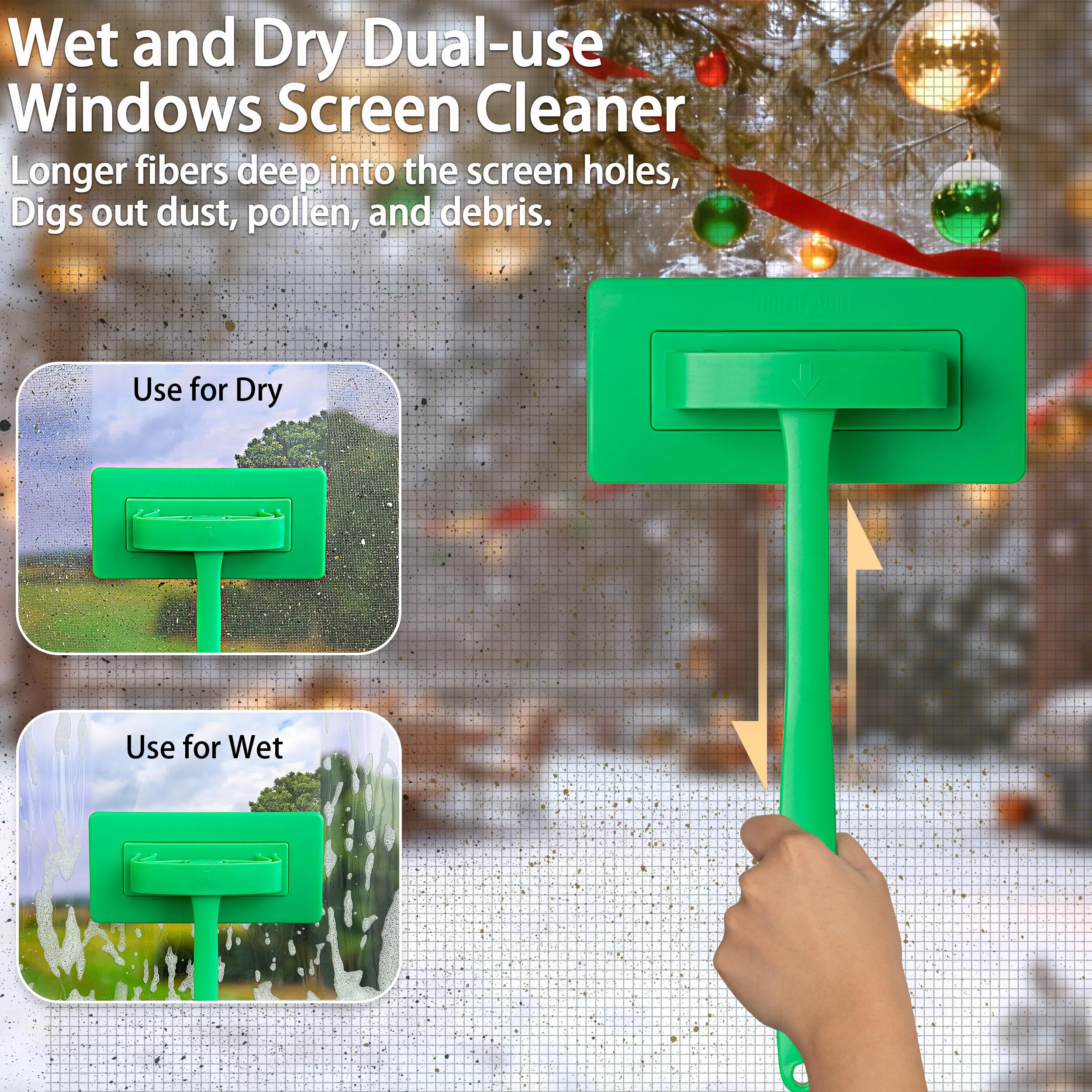 MyLifeUNIT 2 Packs Mesh Screen Cleaner, Detachable Window Screen Cleaning Brush, Window Screen Cleaners Tool with Wet and Dry Dual-Use - Image 7