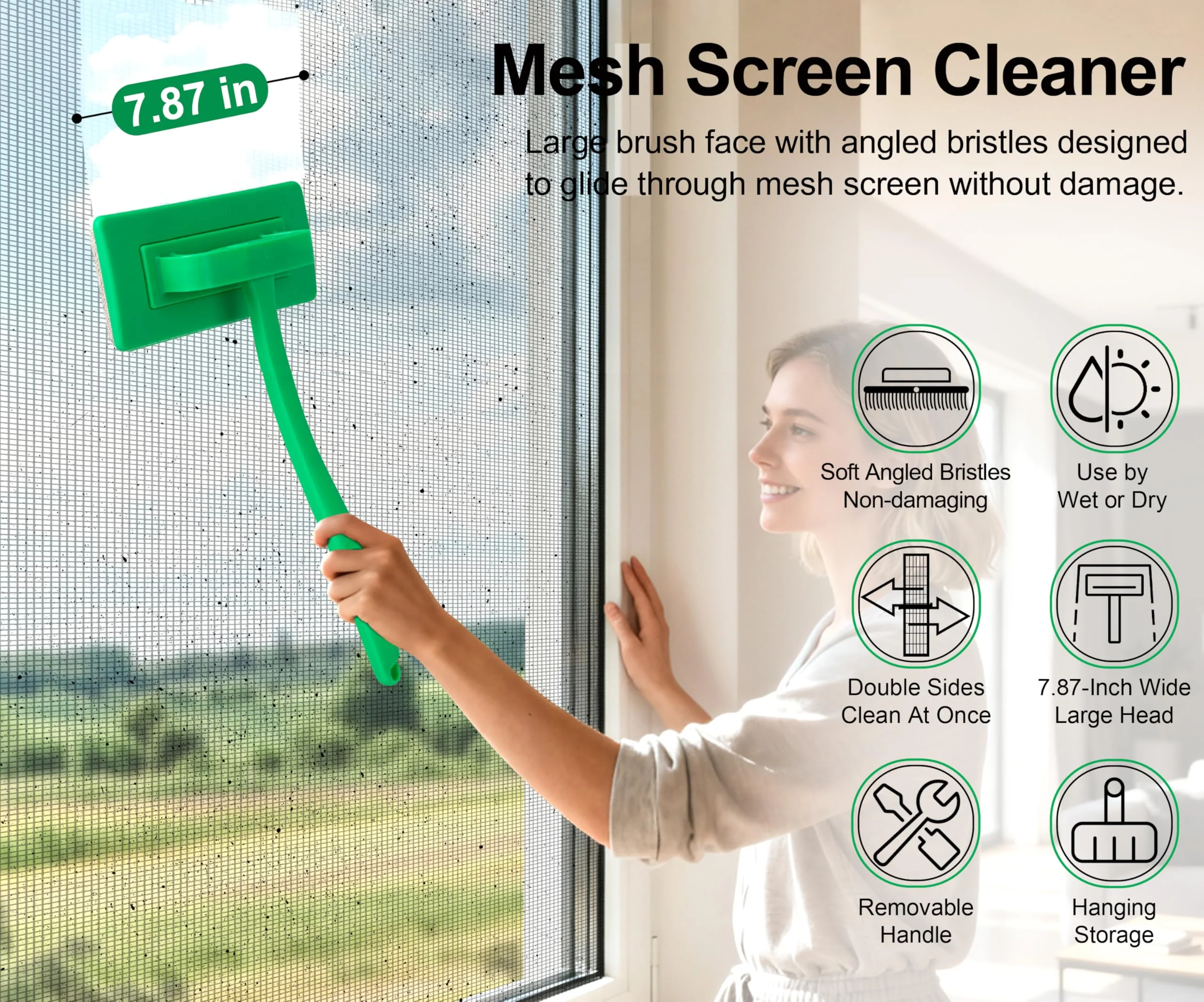MyLifeUNIT Mesh Screen Cleaner, Detachable Window Screen Cleaning Brush Washing Tool, Windows Screen Cleaner with Wet and Dry Dual-Use - Image 4