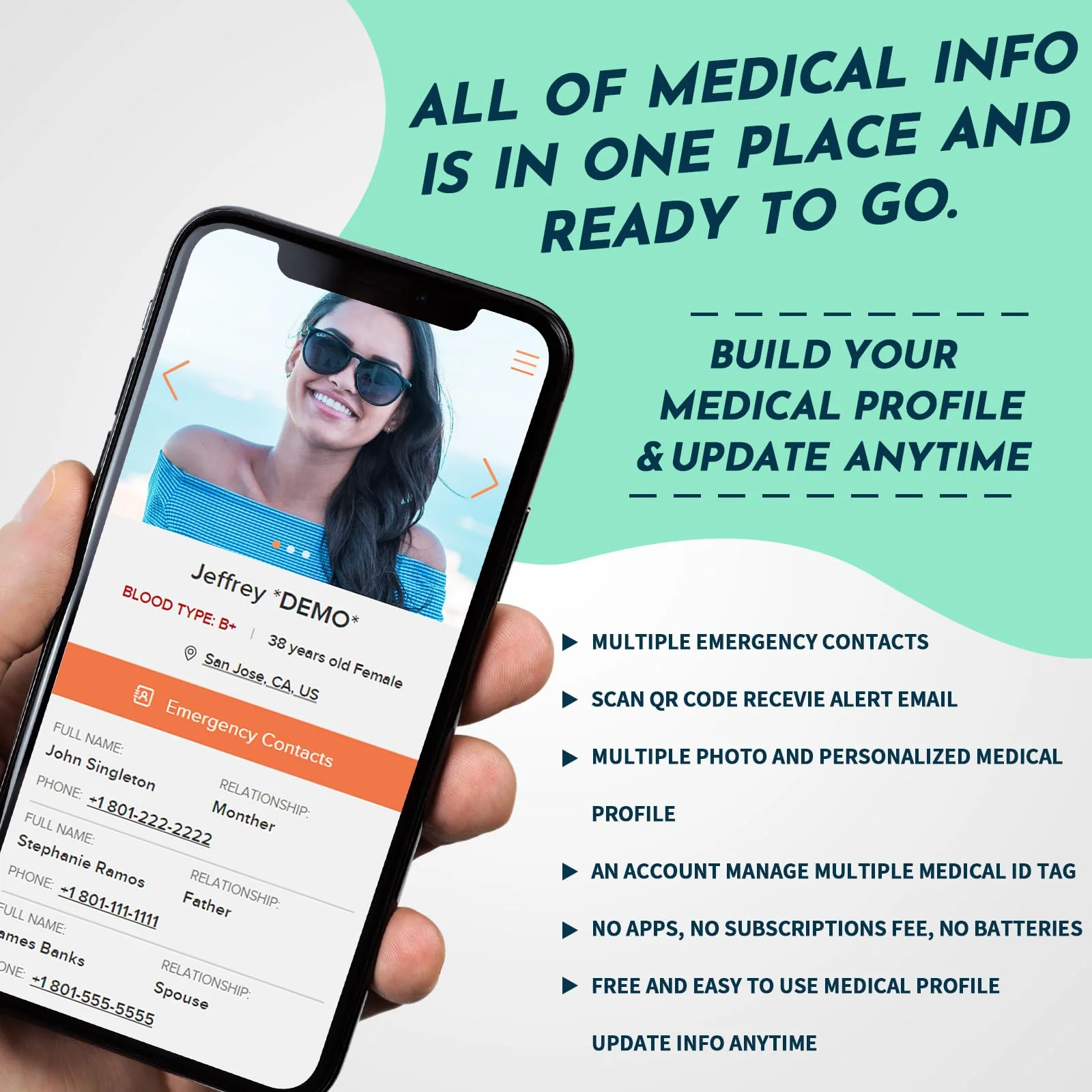 MYLUCKYTAG QR Code Medical ID Tag - Medical ID Bracelet Sleeve - Fits for Apple Watch Medical ID Band or Fitbit Medical ID Band - Medical Alert - Free Online Emergency Medical Profile - Image 3