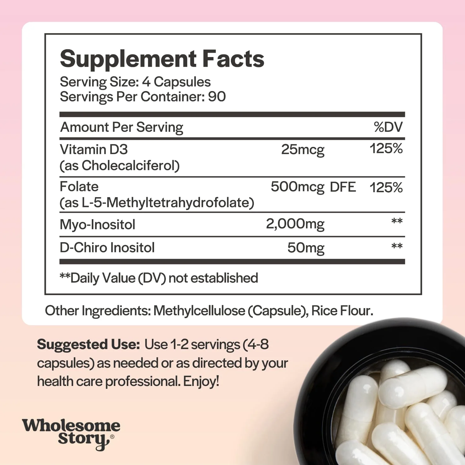 Myo-Inositol & D-Chiro Inositol Capsules with MTHF, Folate, Vitamin D | Support for Ovarian Function, Hormone Balance, & Homocysteine Levels | Fertility Supplements for Women | 360 Count 40:1 Ratio - Image 4