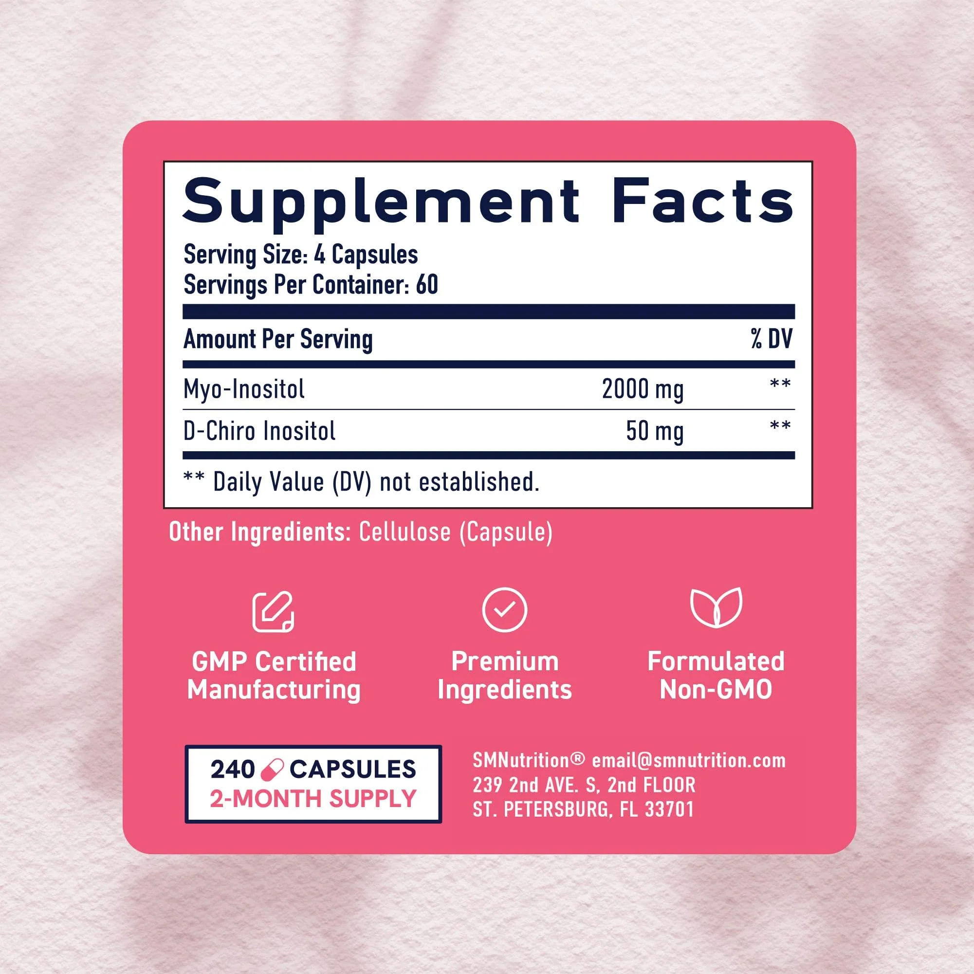 Myo-Inositol & D-Chiro Inositol for Hormone Balance for Women | Ideal 40:1 Ratio | Menstrual Cycle and Ovarian Health Support Supplement | Myo 2000mg & D Chiro 50mg with Vitamin B8 | 240 Count - Image 5