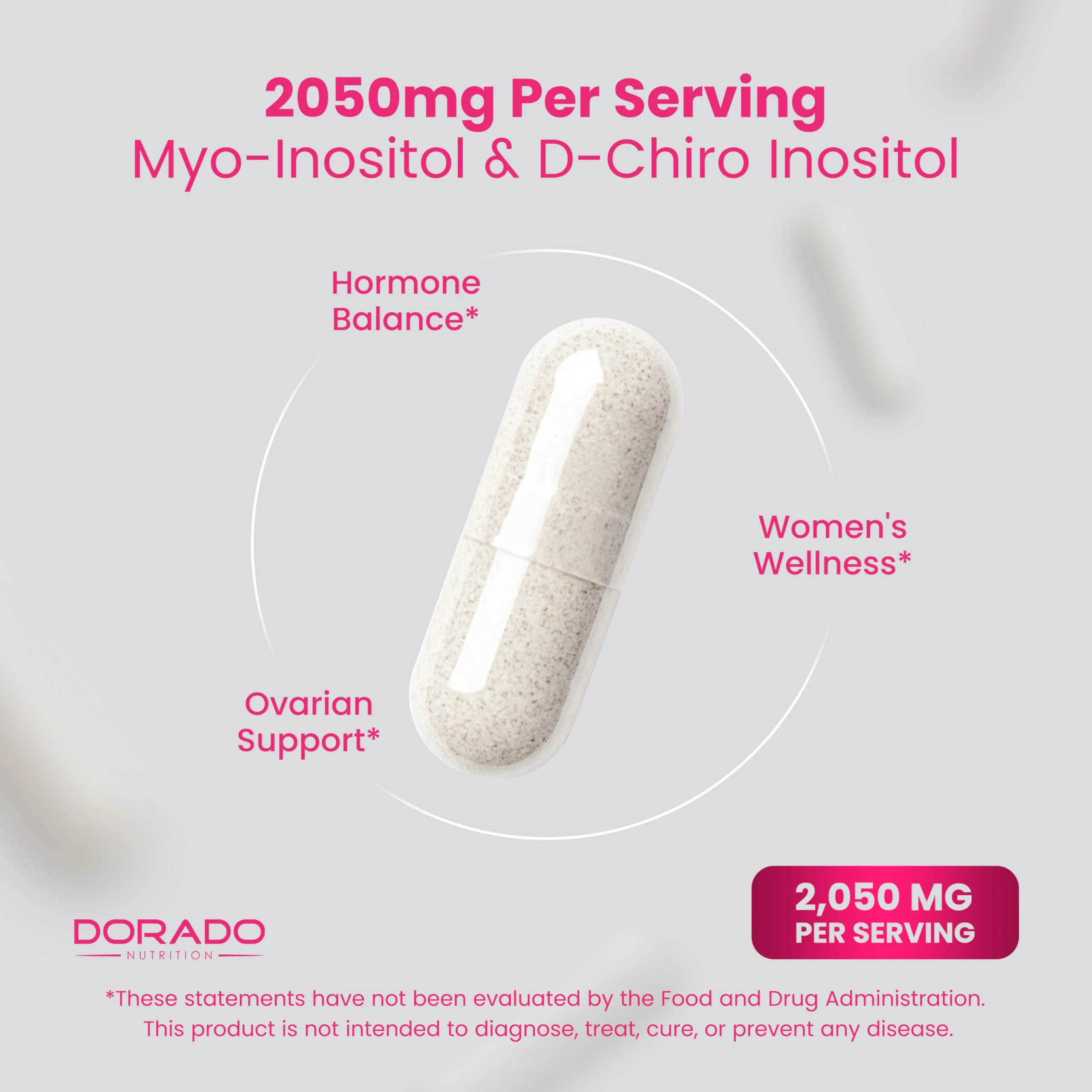 Myo-Inositol & D-Chiro Inositol Supplement For Women (240 Capsules, 2050mg Per Serving Ideal 40:1 Ratio Myo Inositol) Hormone Balance for Women - Third Party Tested, Vegan Safe & USA Made - 240 Count - Image 4