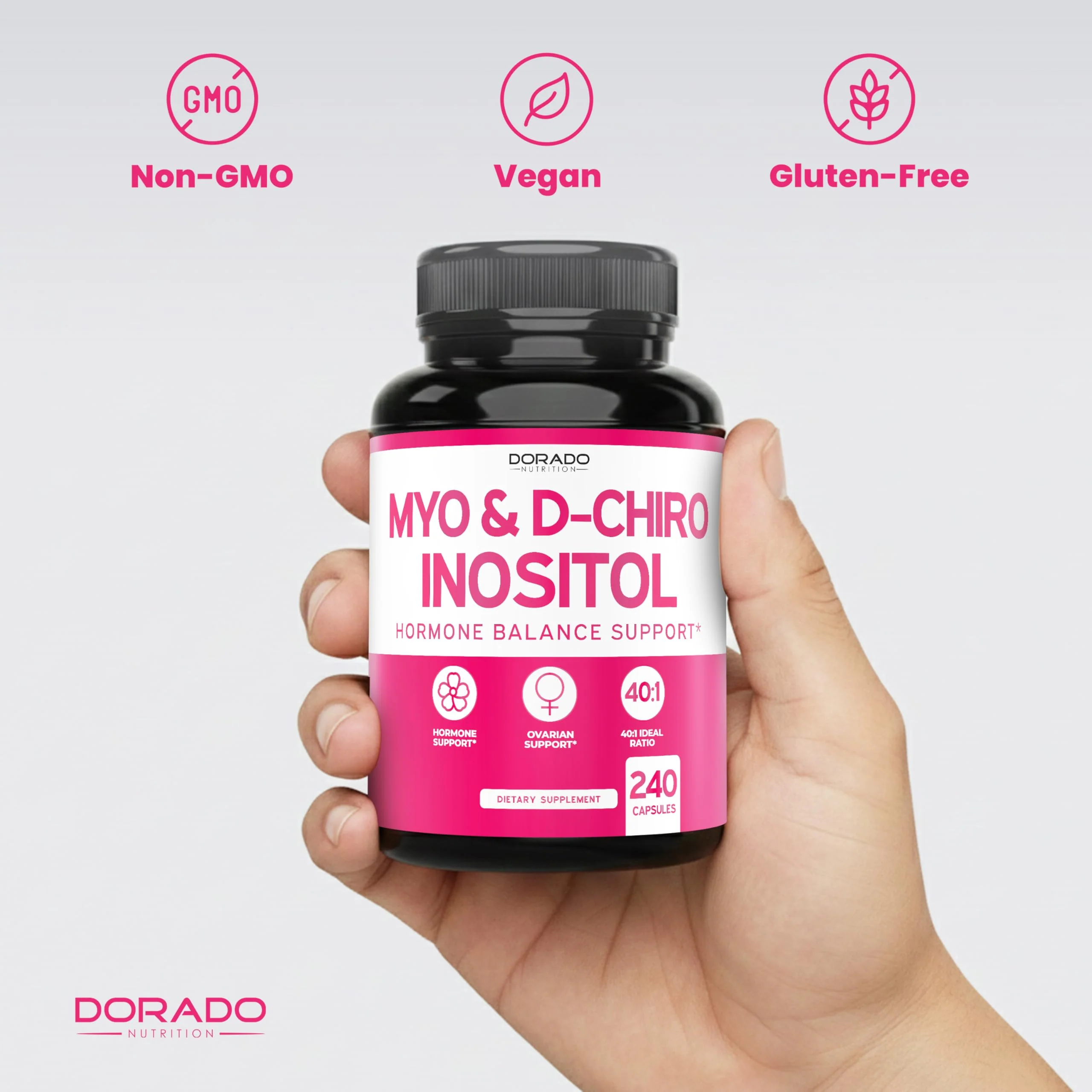 Myo-Inositol & D-Chiro Inositol Supplement For Women (240 Capsules, 2050mg Per Serving Ideal 40:1 Ratio Myo Inositol) Hormone Balance for Women - Third Party Tested, Vegan Safe & USA Made - 240 Count - Image 7