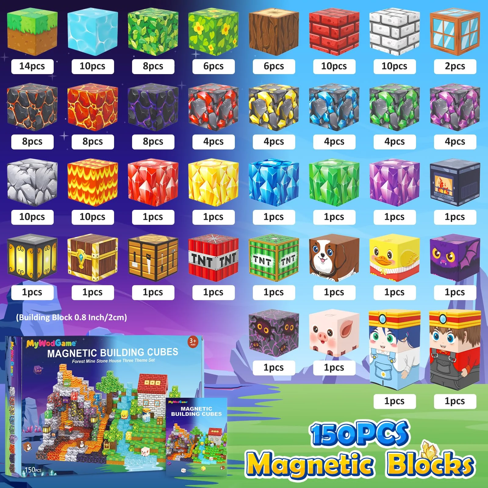 MyWodGame 150PCS Magnetic Blocks Building Toys for 3+ Year Old Boys Girls, Kids Sensory Montessori Construction Toys Christmas Birthday Gifts - Image 5