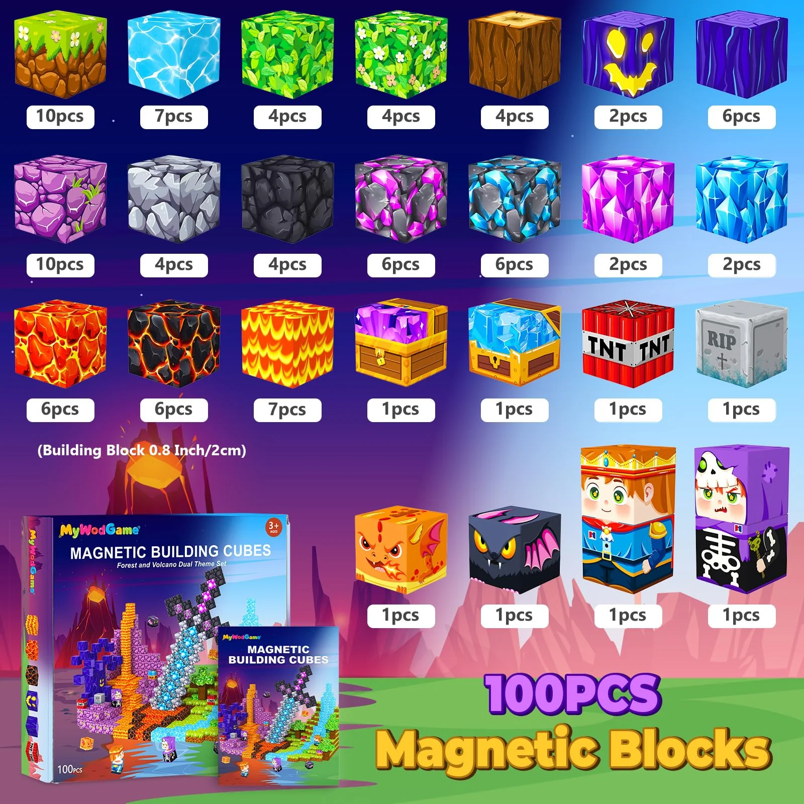 MyWodGame Magnetic Blocks Building Toys for 3 4 5 6 7 8 9 10 11 12 13 Year Old Boys Girls, Kids Magnetic Cubes Tiles Montessori Sensory Travel Magnet Toys Games Christmas Birthday Party Toddler Gifts - Image 5