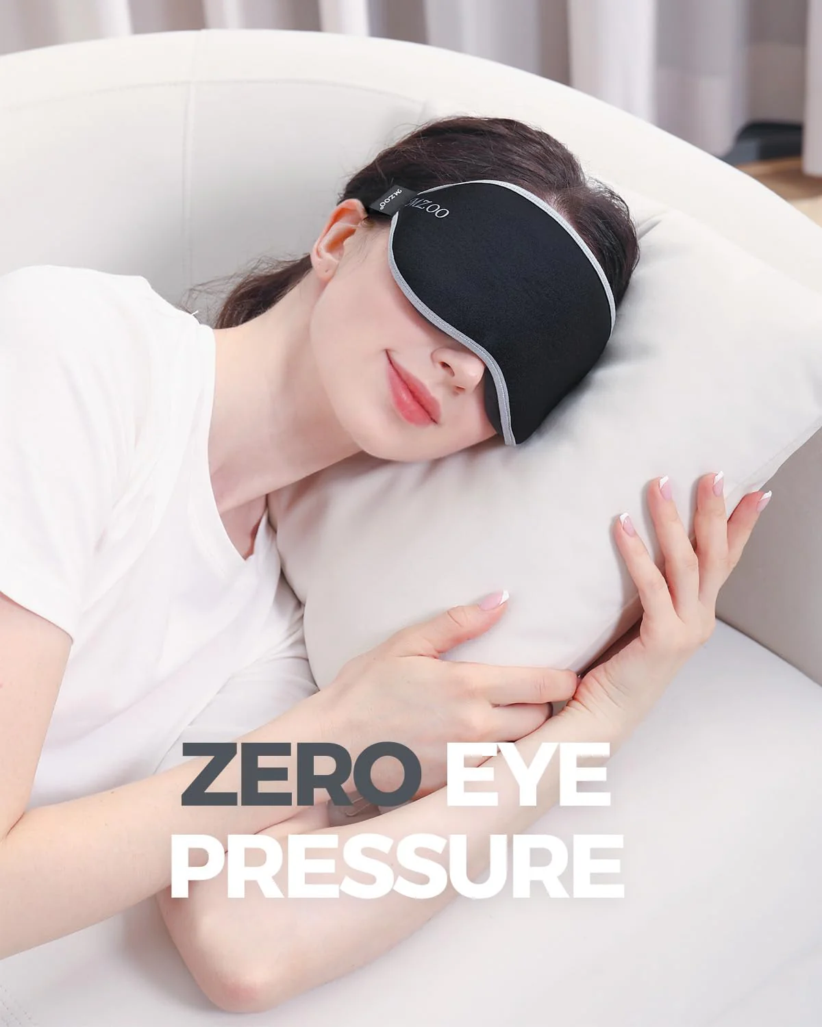 MZOO Luxury Sleep Mask for Back, Side Sleeper, Complete Light Blocking Sleeping Eye Mask Night Blindfold, 3D Zero Pressure & Spacious for Lash Extensions, Breathable Soft Eye Cover Flight Nap Travel - Image 4