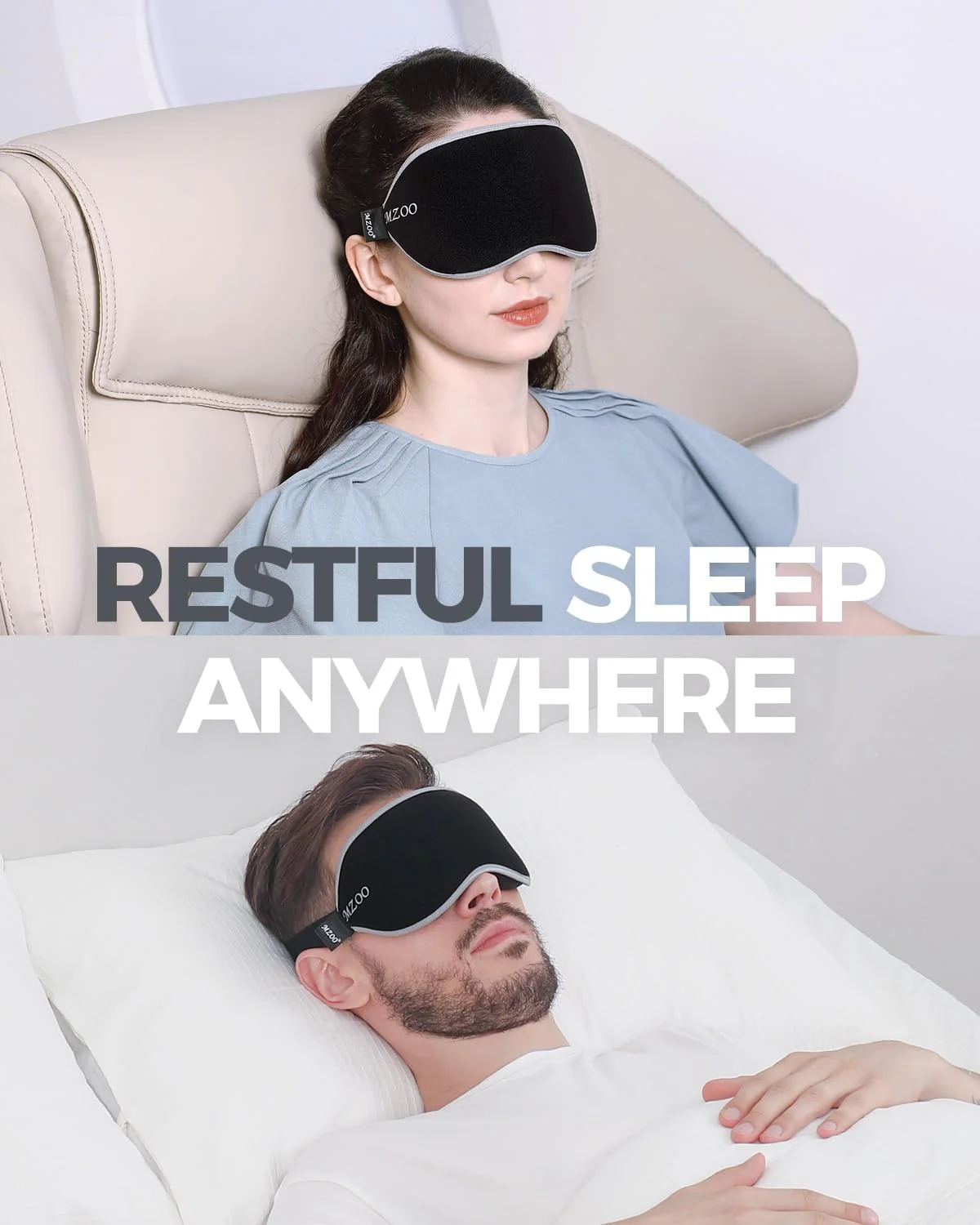 MZOO Luxury Sleep Mask for Back, Side Sleeper, Complete Light Blocking Sleeping Eye Mask Night Blindfold, 3D Zero Pressure & Spacious for Lash Extensions, Breathable Soft Eye Cover Flight Nap Travel - Image 7