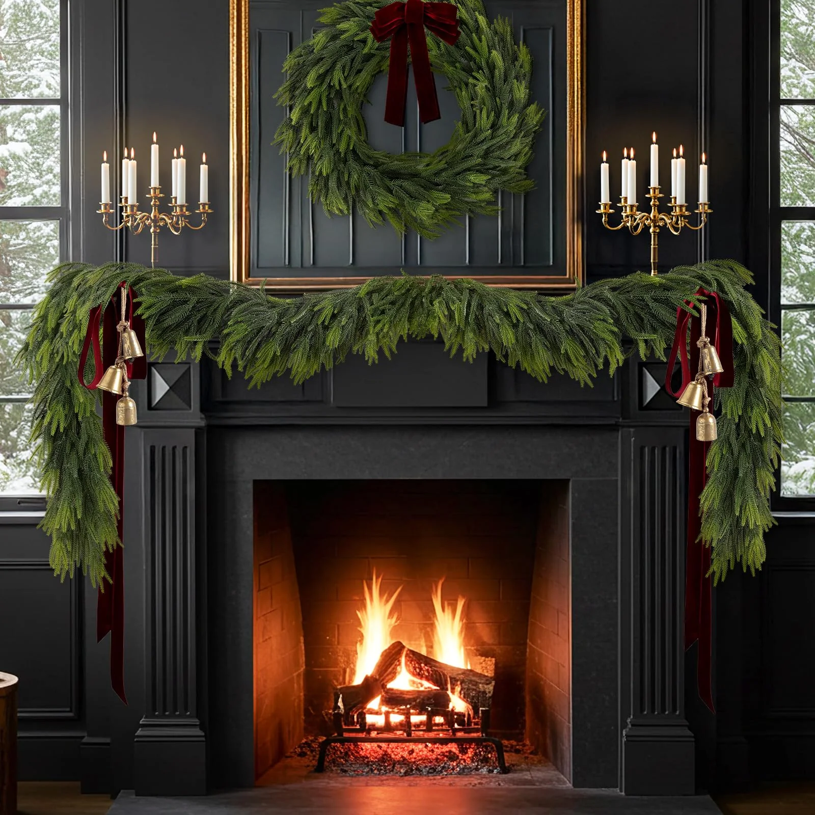 N&T NIETING 9FT Christmas Norfolk Pine Garland Real Touch Pine Artificial Garlands Faux Greenery Garland Winter Christmas Garland for Table Mantle Fireplace Indoor Outdoor Xmas Decorations (1 Pcs) - Image 7