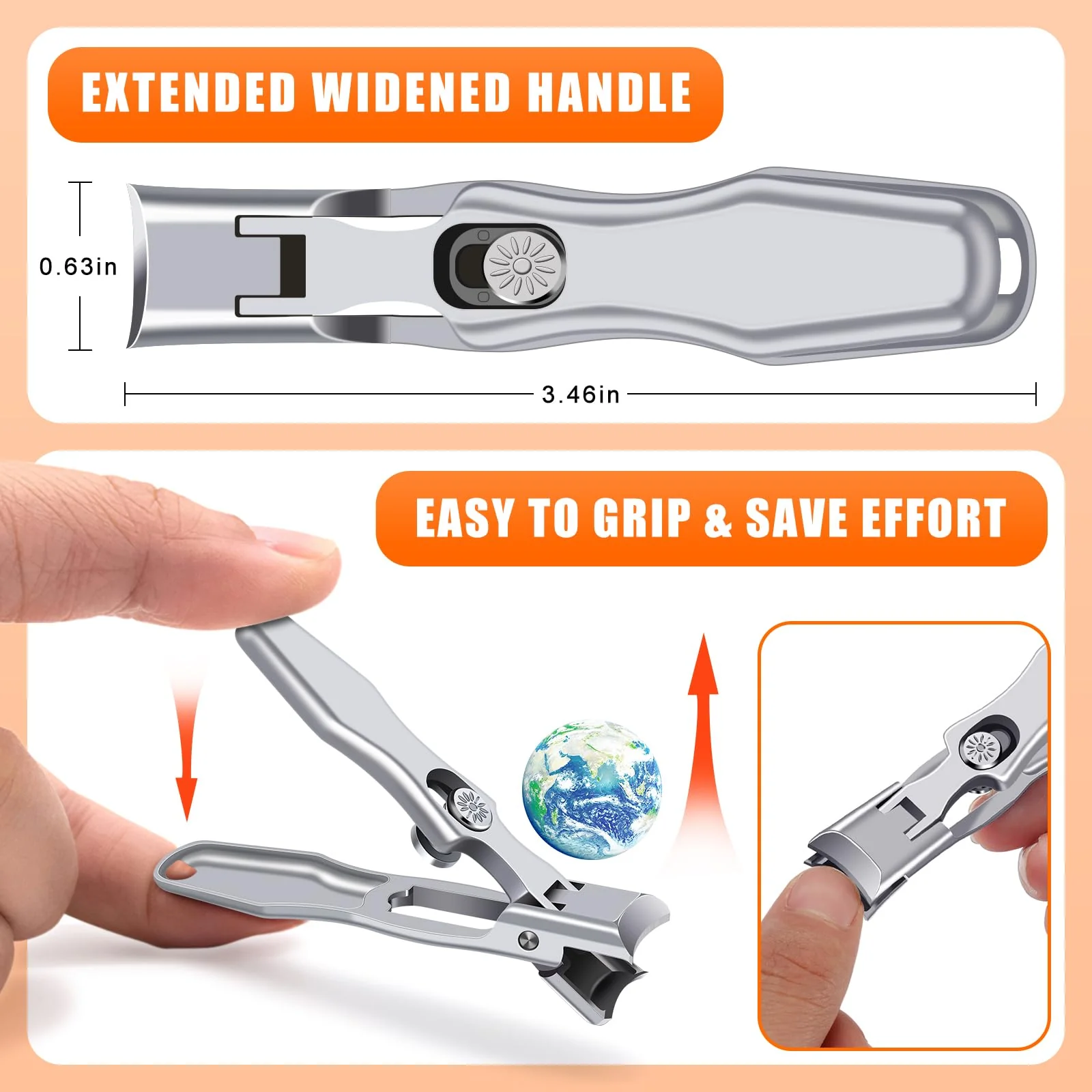 Nail Clippers for Men Thick Nails, Large Toenail Clippers for Seniors Thick Toenails with Wide Opening, Ultra Sharp Anti Splash Fingernail Clipper Cutter Long Handle with Catcher - Image 7