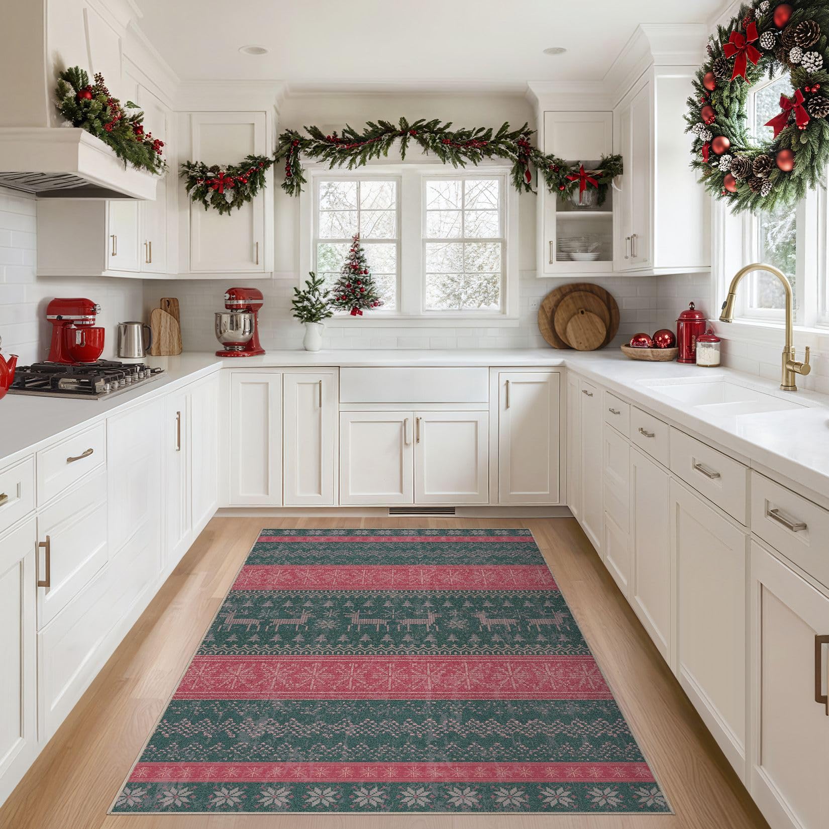 Nakagishi Area Rug Living Room Rugs: Christmas 3x5 Machine Washable Boho Large Neutral Farmhouse Stain Resistant Moroccan Indoor Floor Carpet for Bedroom Nursery Dorm Classroom Dining Room Home - Image 4