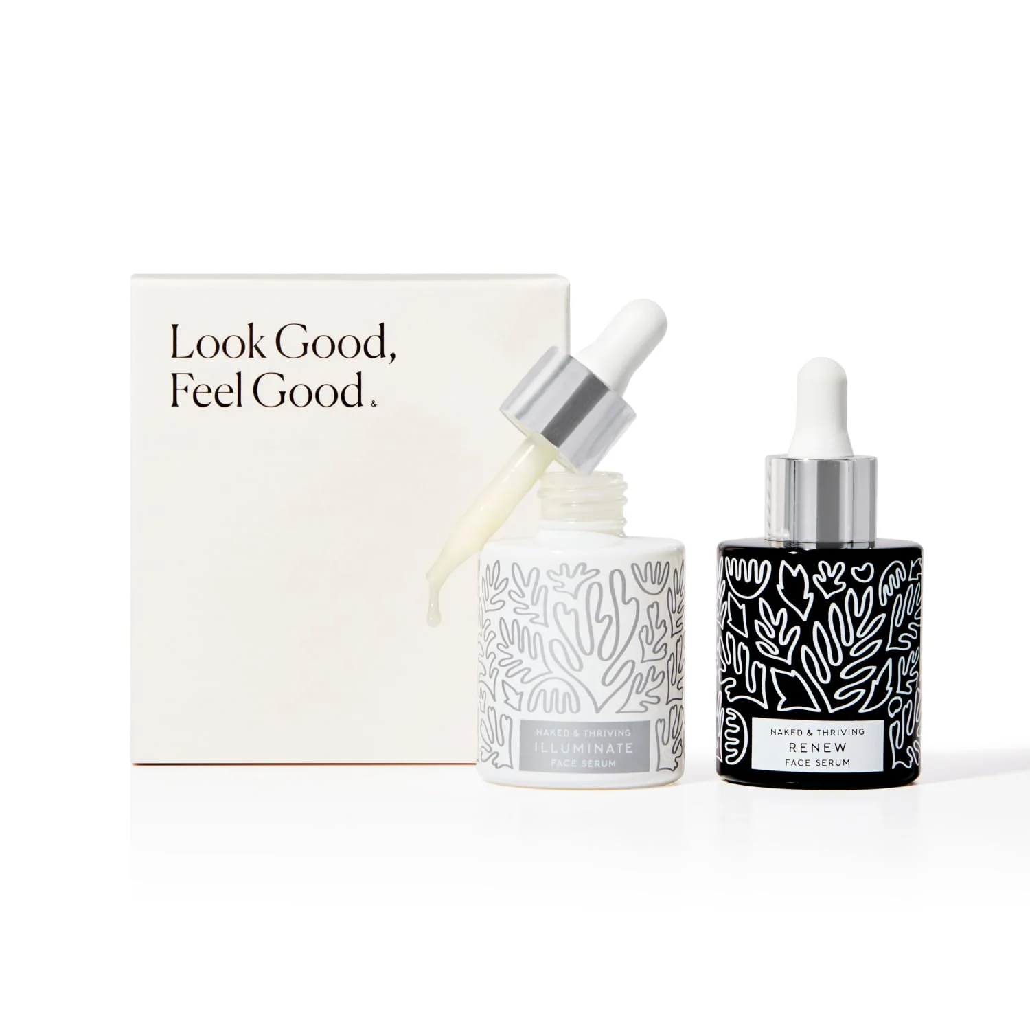 Naked & Thriving Wrinkle-Fighter Set, Includes Renew Resurfacing Night Serum (30 mL) & Illuminate C+ Serum (30 mL), Clinical Results, Dermatologist Loved, Hylauronic Acid & Bakuchiol (Set of 2) - Image 9
