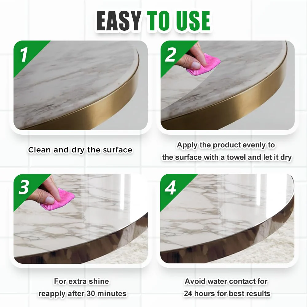 Nano Crystal Coating Agent For Tile & Furniture, Granite Countertop Cleaner and Sealer with Protection, Quartz Marble Stone Polish Cleaner for Permanent Hold & Shine Effect Fast Drying (1PCS) - Image 6