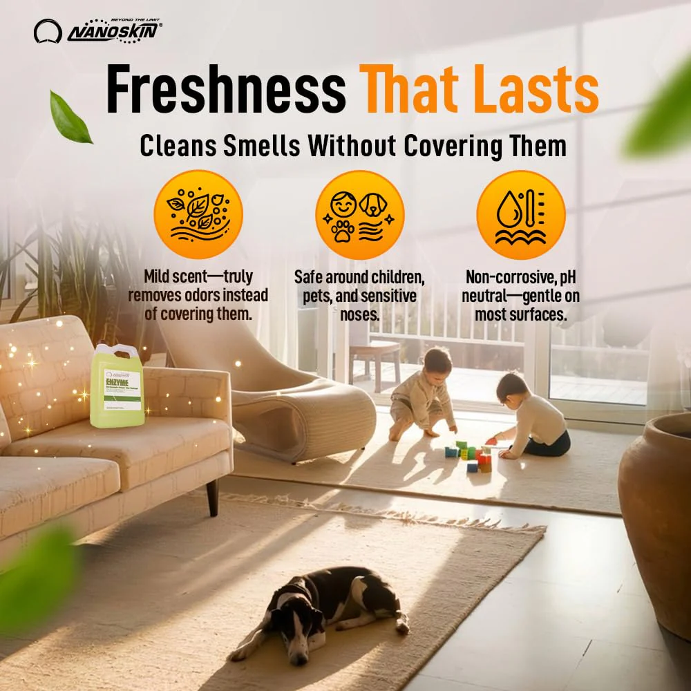 Nanoskin ENZYME Multi-Purpose Cleaner & Odor Eliminator 1 Gallon - Removes Complex Organic Stains, Dirt, Grease, and Grime from Multi Surfaces | For Automotive, Floor, Kitchen, Bathroom, Plumbing - Image 5