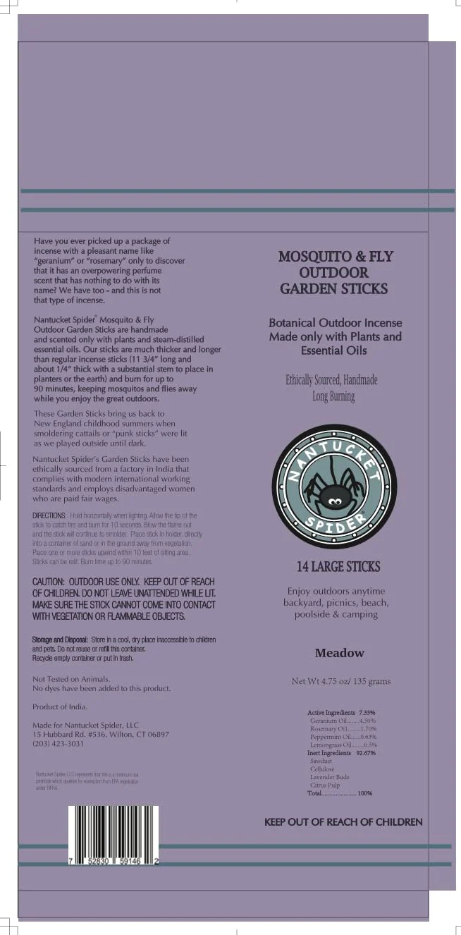 Nantucket Spider Mosquito Sticks and Holder | Mosquito Repellent Sticks 14 Pack and Holder | Repels Mosquitoes & Flies | Long Lasting | Meadow Scent - Image 2