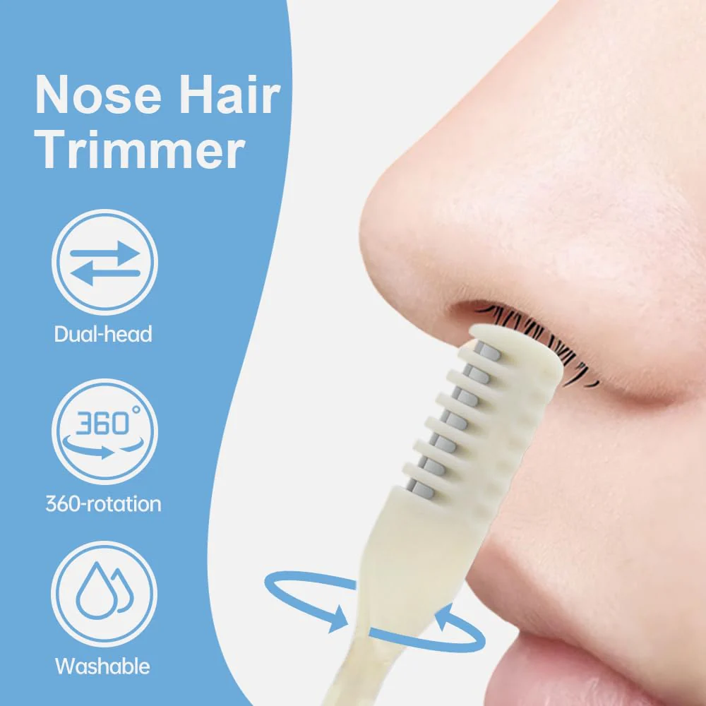 Nasal Hair Cutter, 2025 Upgraded Portable Manual Nasal Hair Trimmer for Women Men, Travel Essentials Nose Hair Remover Grooming Tool for Daily Use Halloween Christmas Gifts (White, 3 Pcs) - Image 6