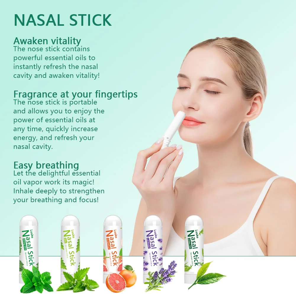 Nasal Stick, Instant Relief and Refreshment, Travel Size, Quick Acting Long Lasting Invigorating Scent, Non Irritating Nasal Inhaler (Large, Mint, Strong Mint, Grapefruit, Lavender, Green Tea) - Image 2