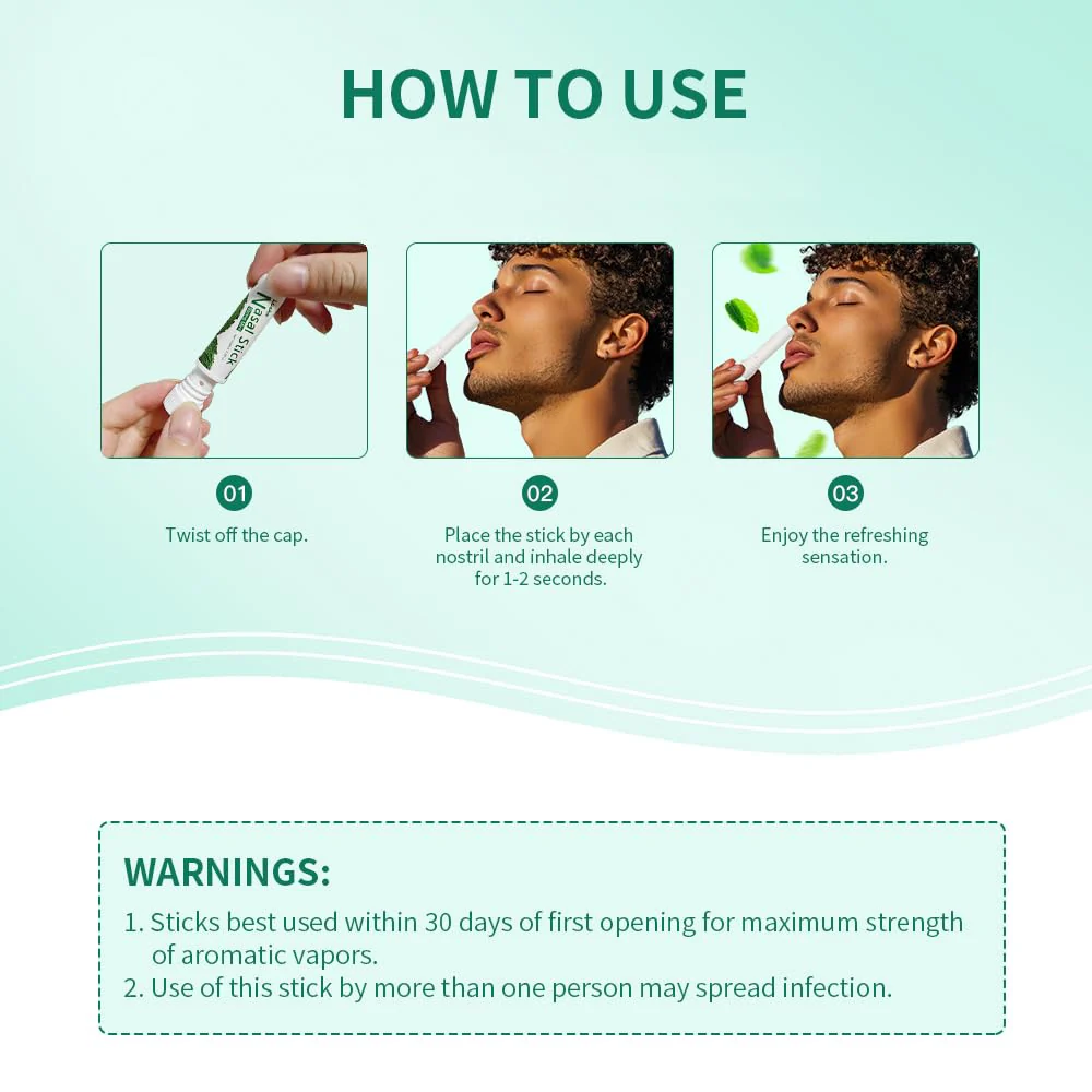 Nasal Stick, Instant Relief and Refreshment, Travel Size, Quick Acting Long Lasting Invigorating Scent, Non Irritating Nasal Inhaler (Large, Mint, Strong Mint, Grapefruit, Lavender, Green Tea) - Image 4