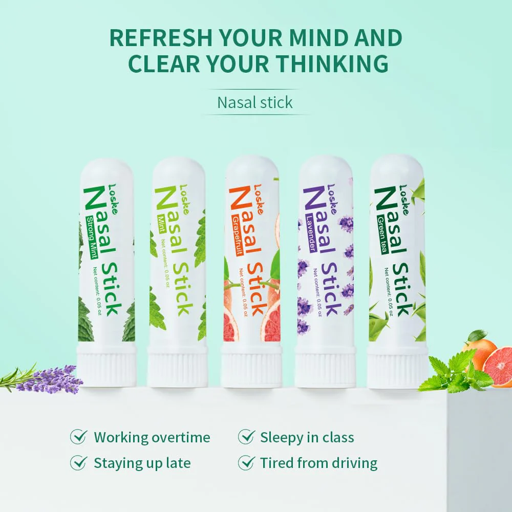 Nasal Stick, Instant Relief and Refreshment, Travel Size, Quick Acting Long Lasting Invigorating Scent, Non Irritating Nasal Inhaler (Large, Mint, Strong Mint, Grapefruit, Lavender, Green Tea) - Image 6