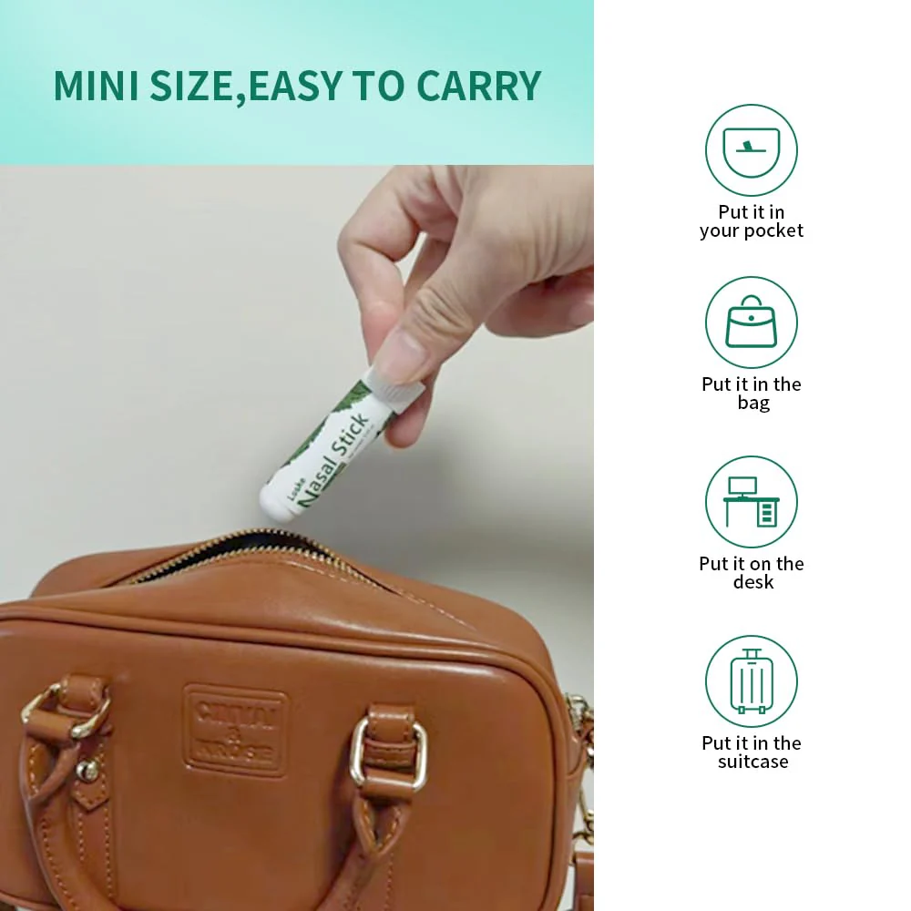 Nasal Stick, Instant Relief and Refreshment, Travel Size, Quick Acting Long Lasting Invigorating Scent, Non Irritating Nasal Inhaler (Large, Mint, Strong Mint, Grapefruit, Lavender, Green Tea) - Image 7