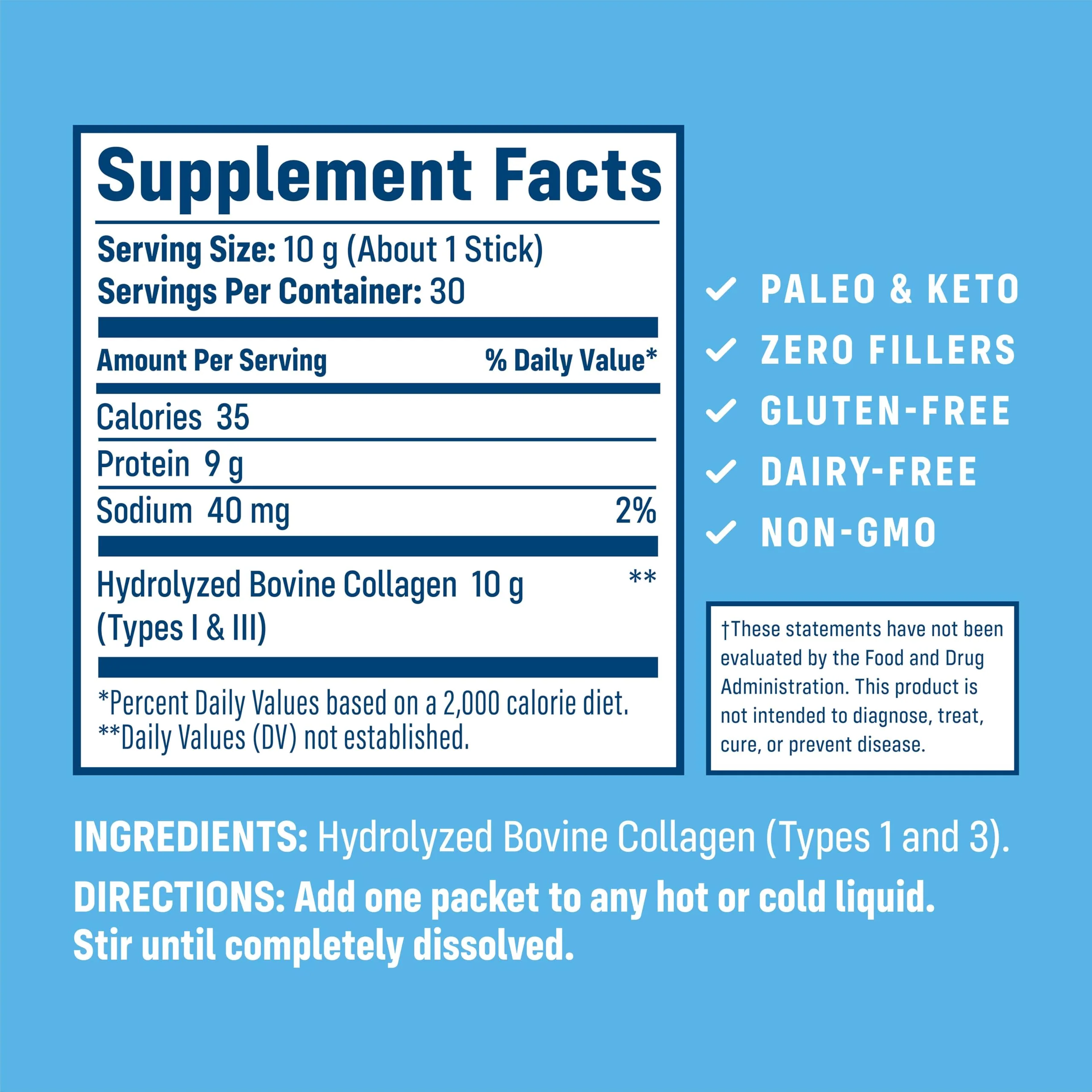 NativePath Collagen Peptides Protein Stick Packs - Hydrolyzed Type 1 & 3 Collagen Powder for Skin, Hair, Nails - 30 Servings - Image 2