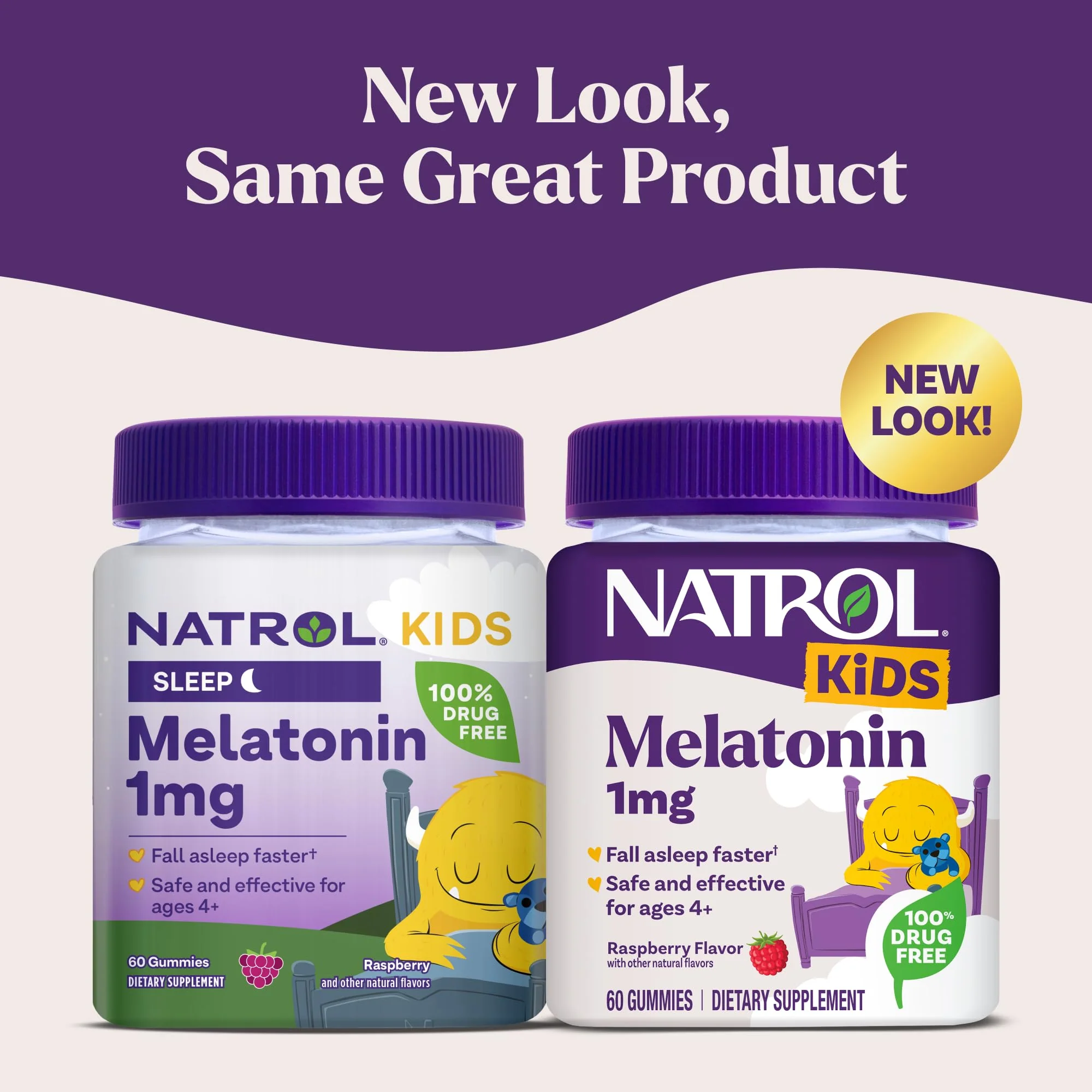 Natrol Kids Melatonin Gummies 1mg, Children's Melatonin for Restful Sleep, 60 Raspberry-Flavored Sleep Gummies, 60 Day Supply - Image 2