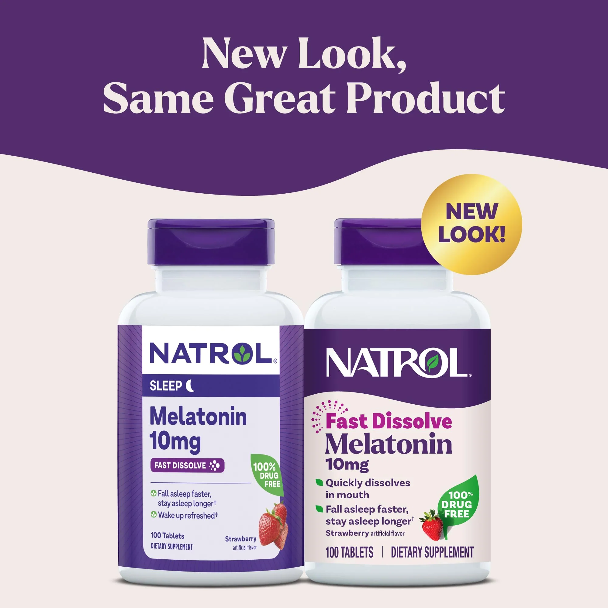 Natrol Melatonin 10mg Fast Dissolve Tablets - Strawberry Flavor, 100 Count, Sleep Support, Fast Dissolve Melatonin for Adults, 100-Day Supply - Image 2