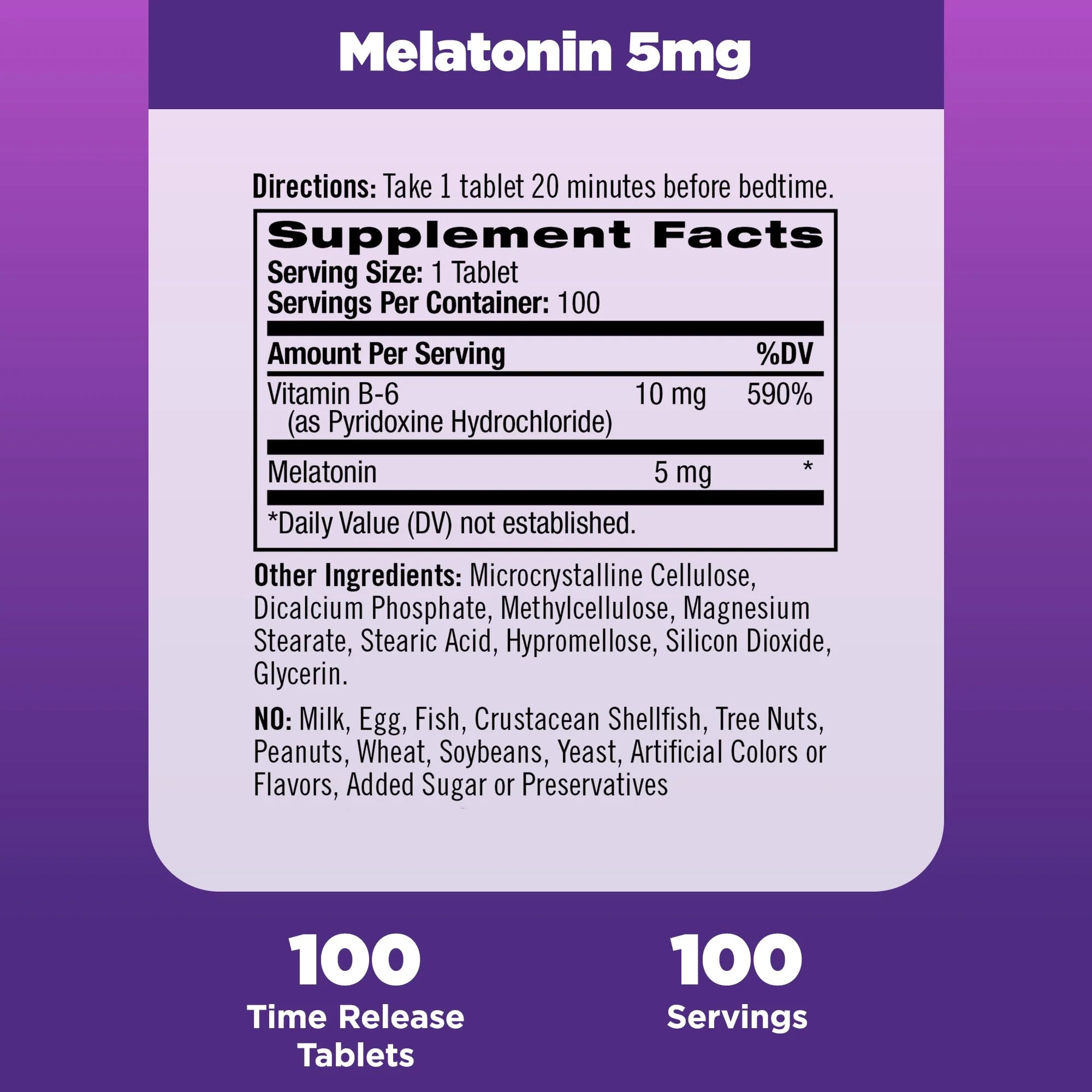 Natrol Time-Release Melatonin 5 mg, Dietary Supplement for Restful Sleep *, 100 Tablets (Pack of 2), 200 Day Supply - Image 2