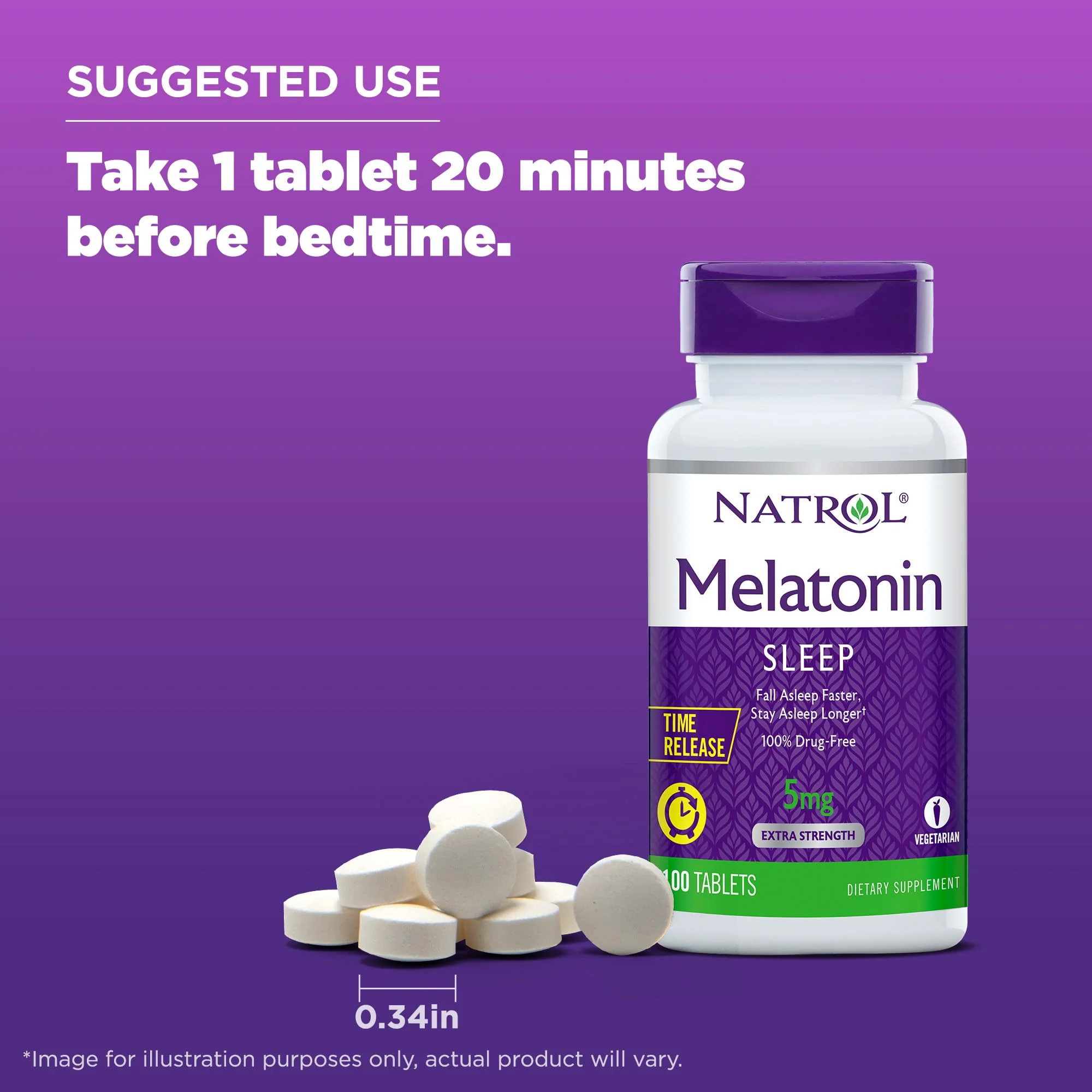 Natrol Time-Release Melatonin 5 mg, Dietary Supplement for Restful Sleep *, 100 Tablets (Pack of 2), 200 Day Supply - Image 5