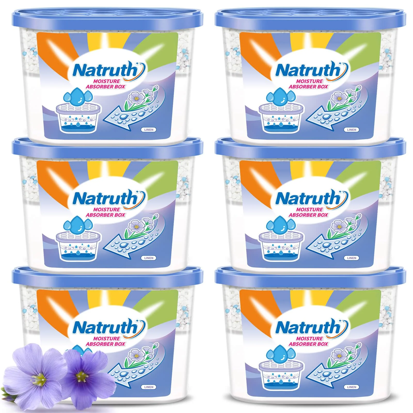 NATRUTH Fresh Linen Moisture Absorber(6 Pack)12.5 Oz,Humidity Absorber Attracts Extra Moisture from Your Bathroom, Closet, Kitchen & Study, Dehumidifier for Closet
