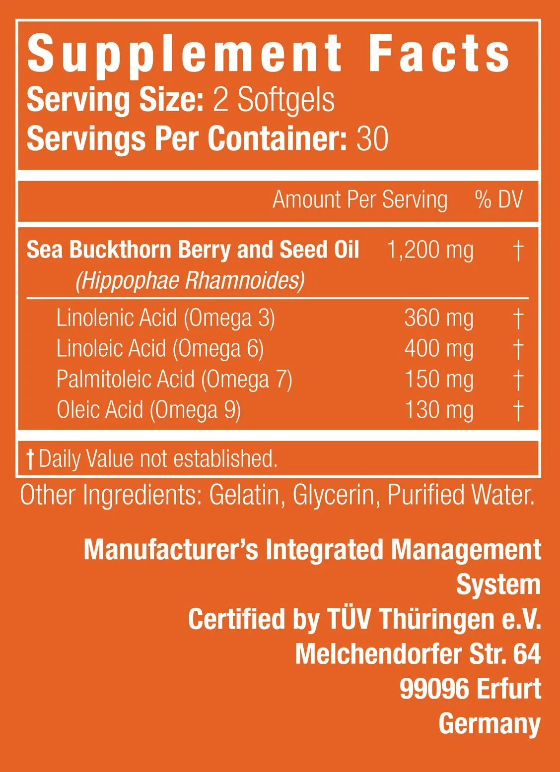 Nattura Complete Omega 3-6-7-9, Pure Sea Buckthorn Oil, European Quality, from Unrefined, Cold Pressed Whole Sea Buckthorn Wild Berries - 1,200mg - 2 Bottles - Image 7