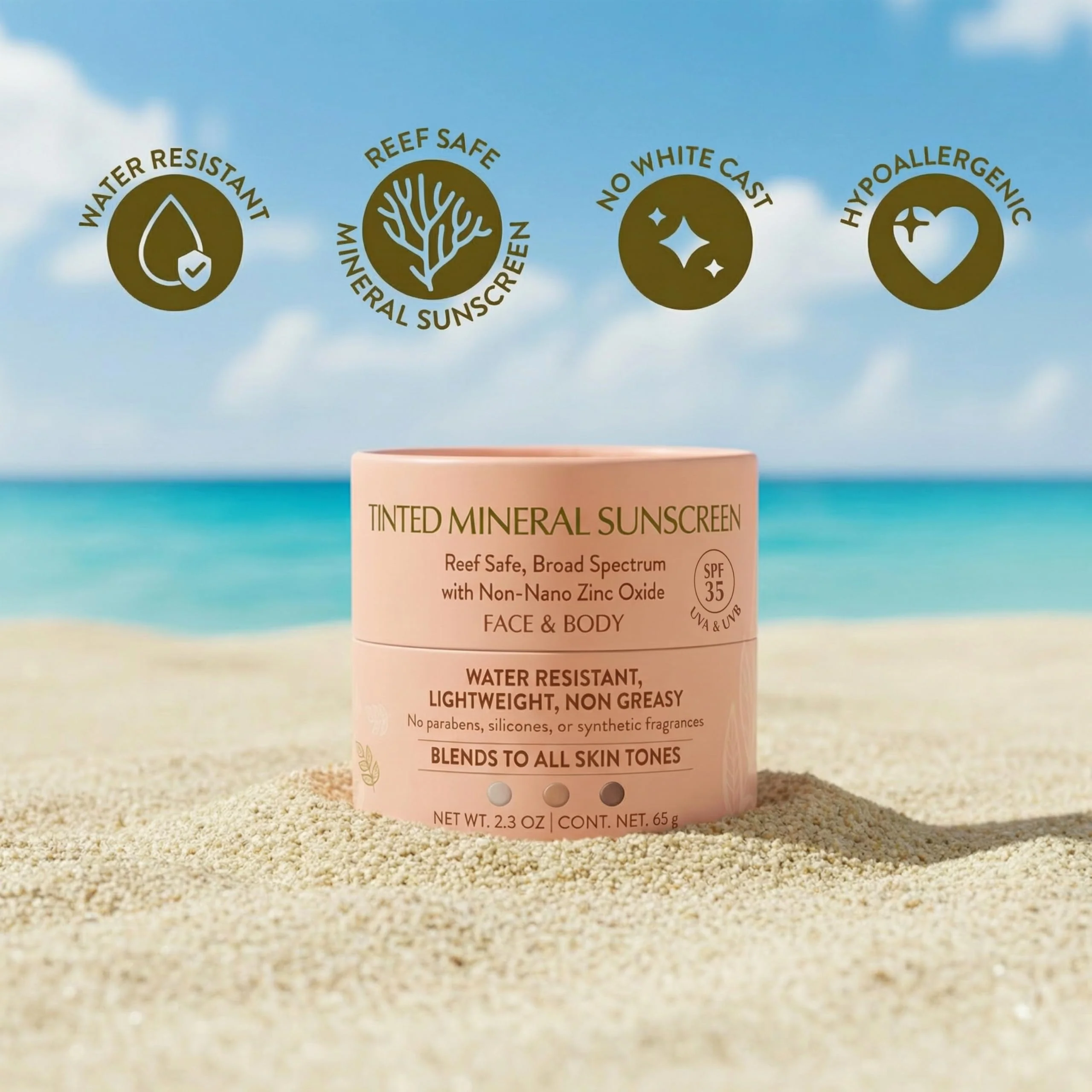 NATÚ BOTANICALS Tinted Mineral Face and Body Sunscreen SPF 35 - Mineral Zinc Oxide Sunblock Lotion - Broad-Spectrum UVA & UVB Protection - Lightweight & Gentle for Sensitive Skin - Reef Safe - Image 3