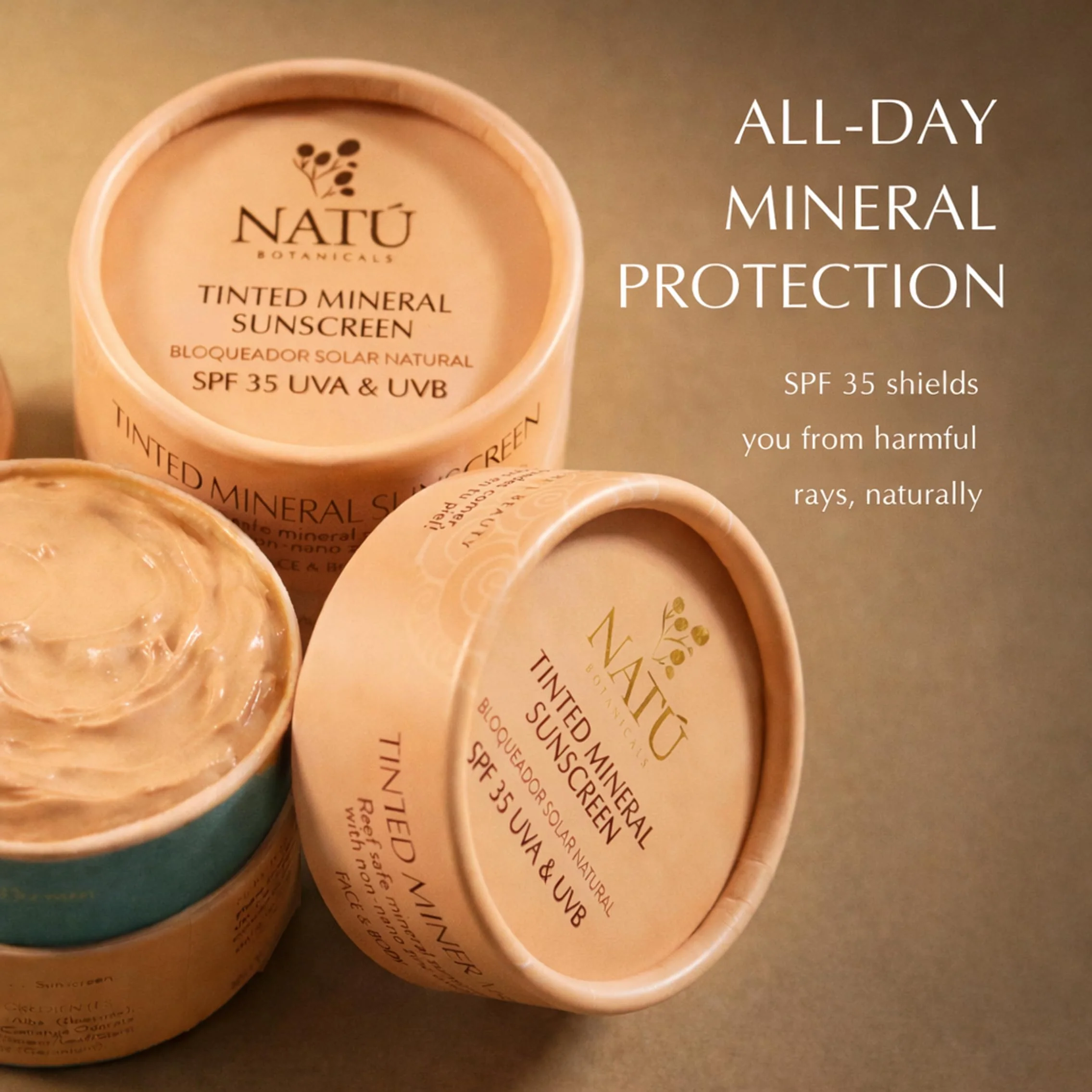 NATÚ BOTANICALS Tinted Mineral Face and Body Sunscreen SPF 35 - Mineral Zinc Oxide Sunblock Lotion - Broad-Spectrum UVA & UVB Protection - Lightweight & Gentle for Sensitive Skin - Reef Safe - Image 8