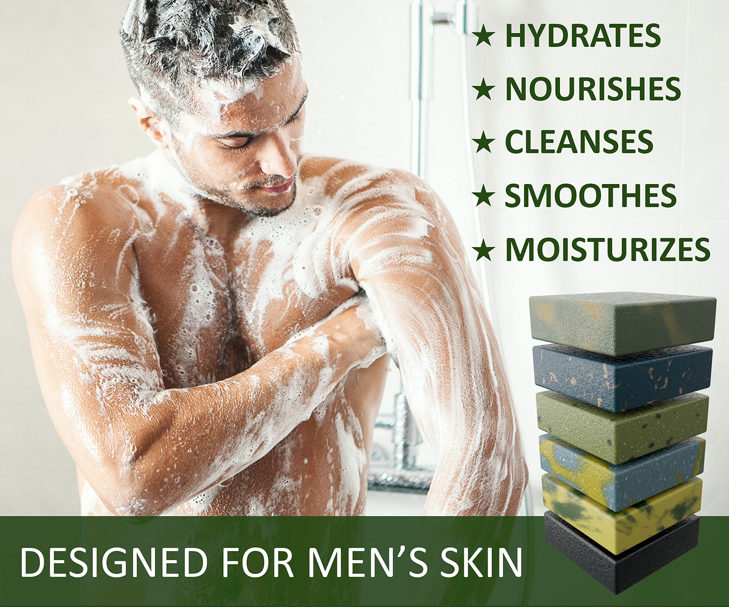 NATURAL AMERICAN ELEMENTS Mens Bar Soap - Masculine Scents, 100% Natural Soap for Men - Essential Oils, Organic Shea Butter - Made in USA, Man Body Wash - 5 oz (6pk) - Image 5