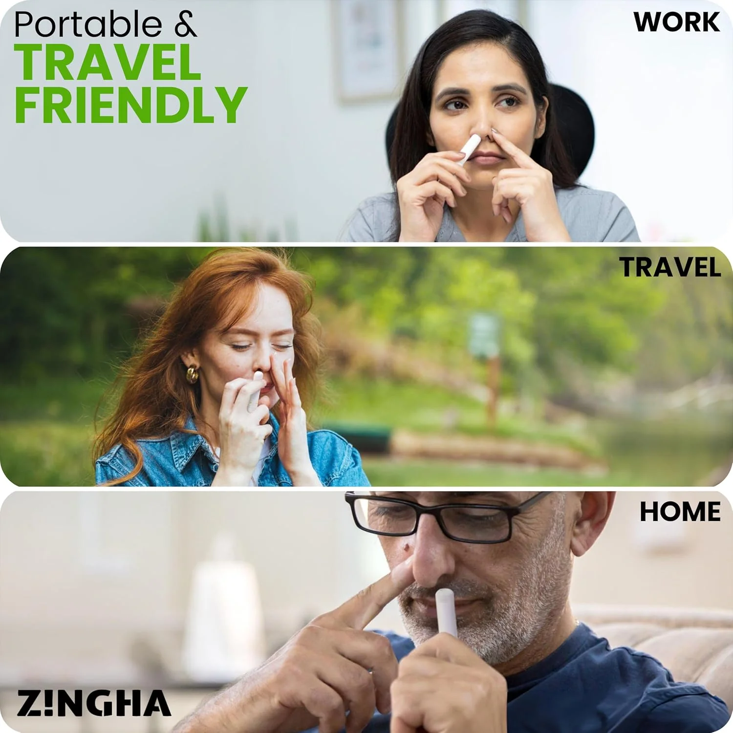 Natural Aromatherapy Nasal Inhaler Stick for Sinus Relief, Focus & Stress Relief | Portable Dual-Hole Essential Oil Blend (4PK, Spearmint) - Image 2