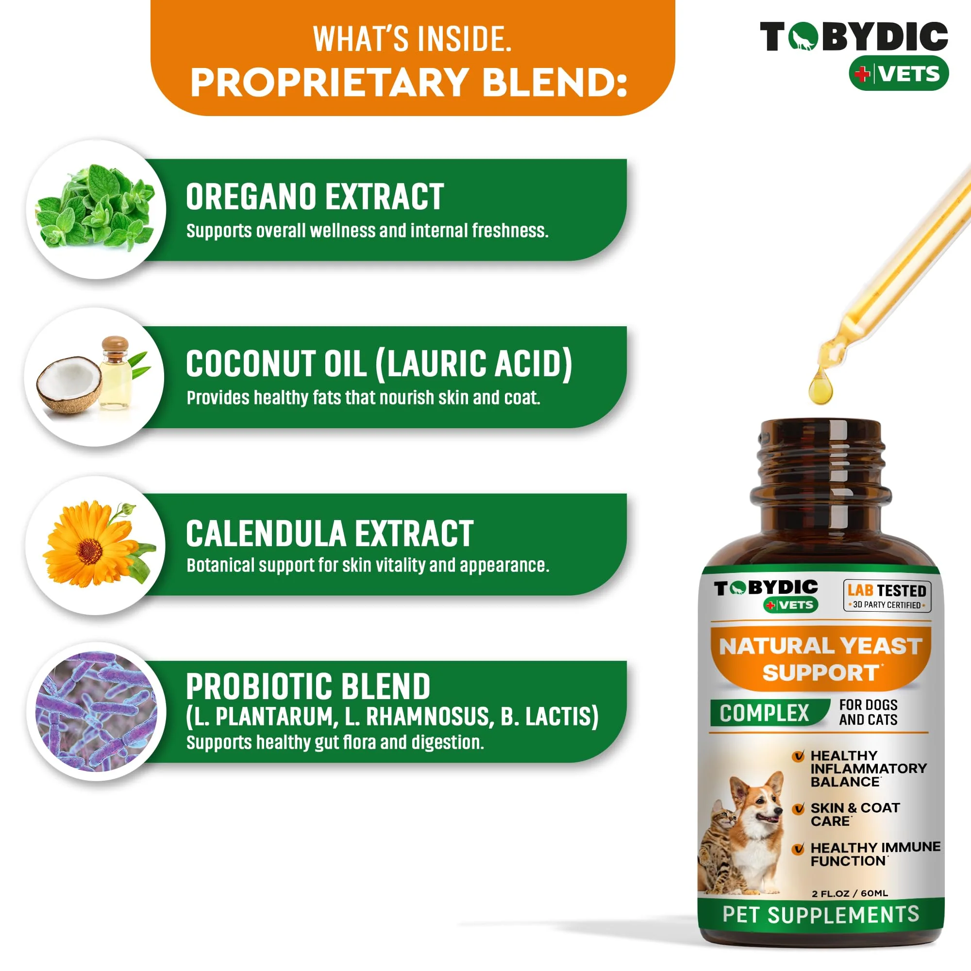 Natural Cats & Dog Yeast Infection Relief - Itchy Skin & Ear Treatment - Reduces Irritation & Relieves Itching and Allergy - Herbal Medicine Drops Supplement - Made in USA - Image 4