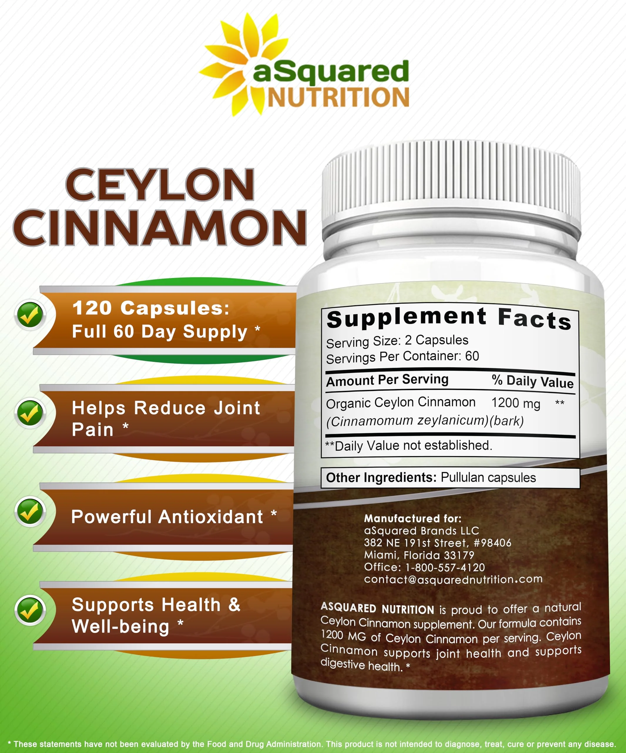 Natural Ceylon Cinnamon 1200mg - 120 Capsules, True Cinnamon from Sri Lanka, Extract Supplement Pills Promotes Heart Health - Image 4